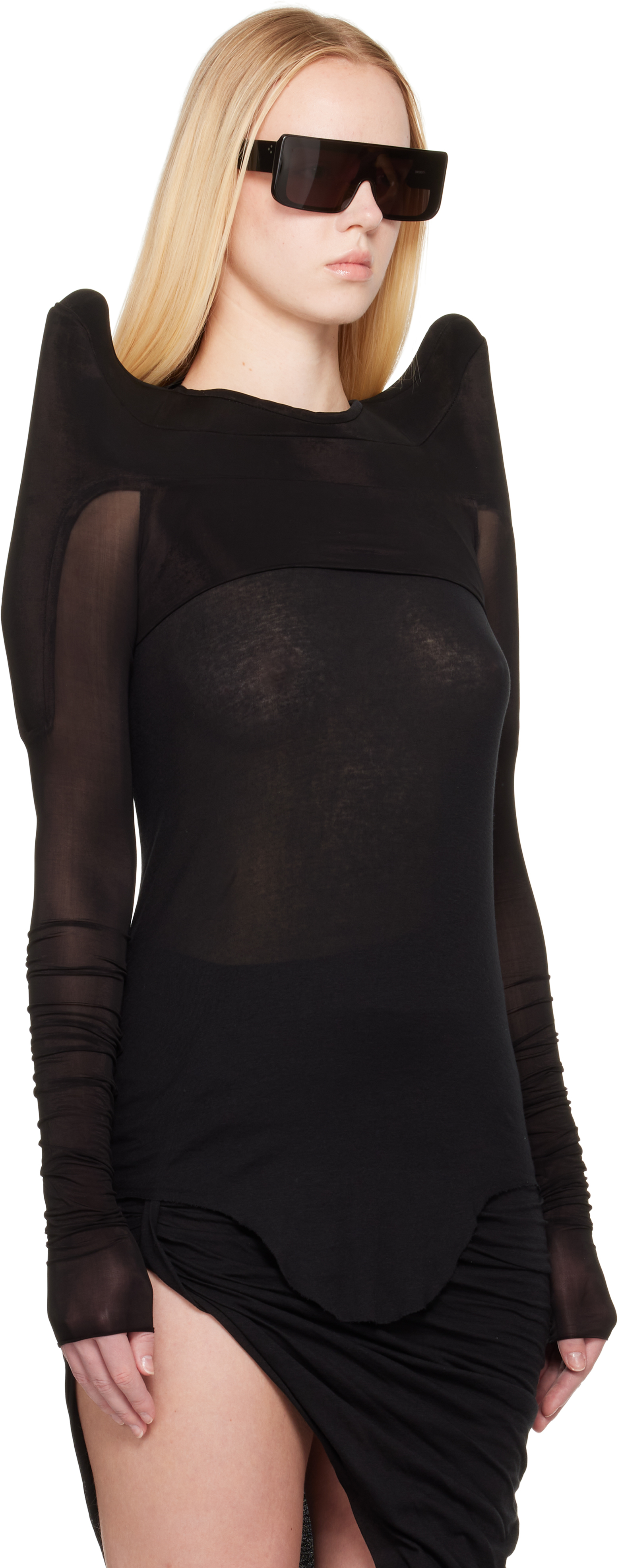 Rick Owens Black Hollywood Tec Bolero T-shirt In Brown
