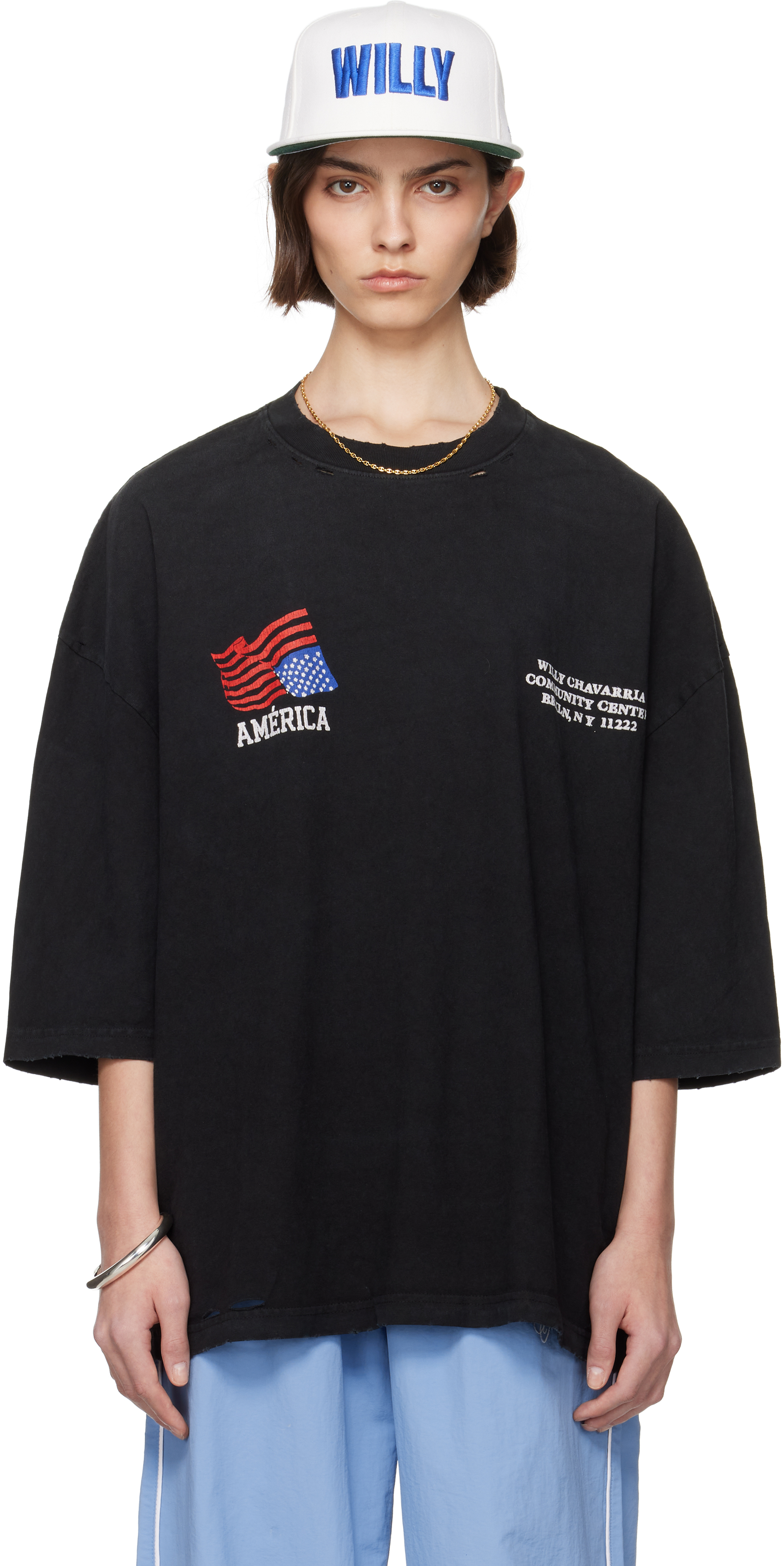 Willy Chavarria Black 'américa Community Center' Buffalo T-shirt