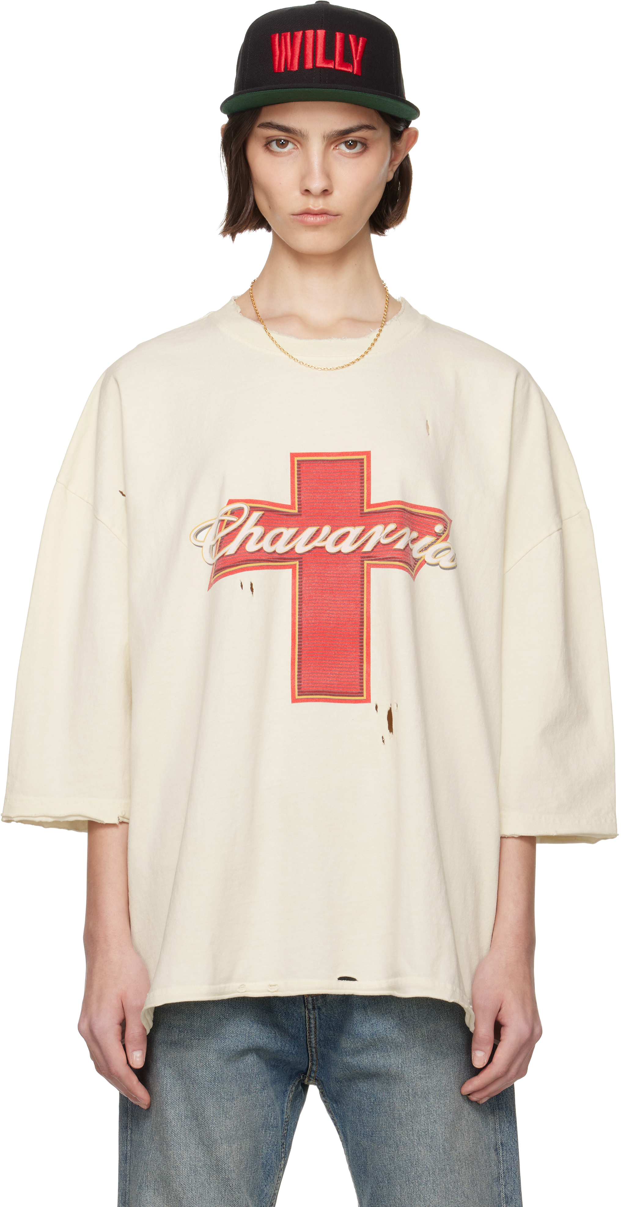 Willy Chavarria Off-white Budweiserria Destroyed Buffalo T-shirt