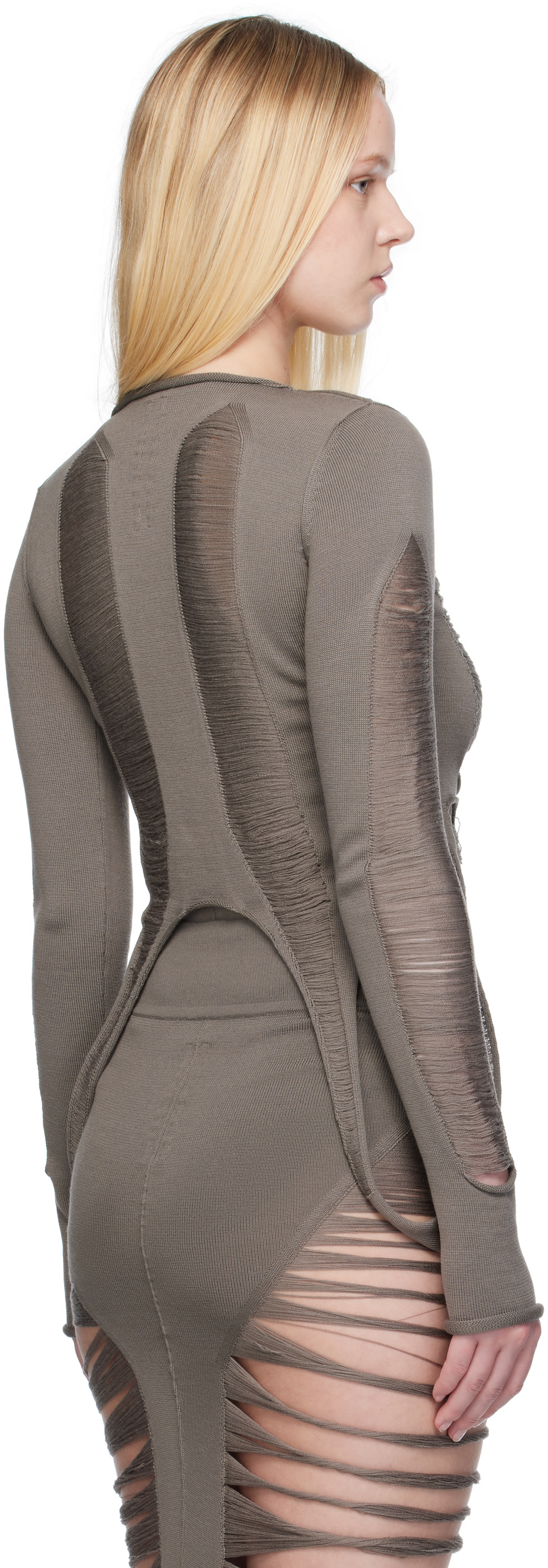 Rick Owens Metallic Finish Avant-garde Top With Dramatic Silhouette In Gray