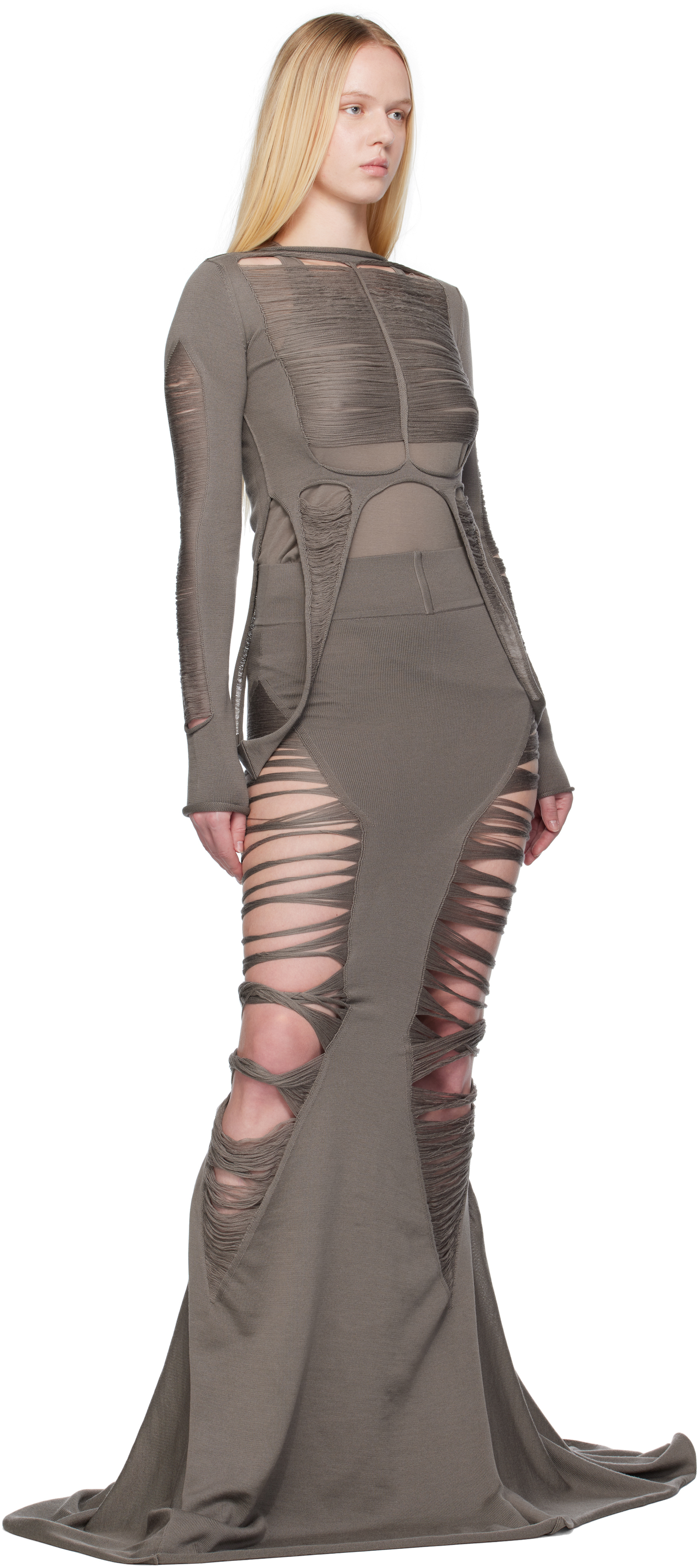 Rick Owens Metallic Finish Avant-garde Top With Dramatic Silhouette In Gray