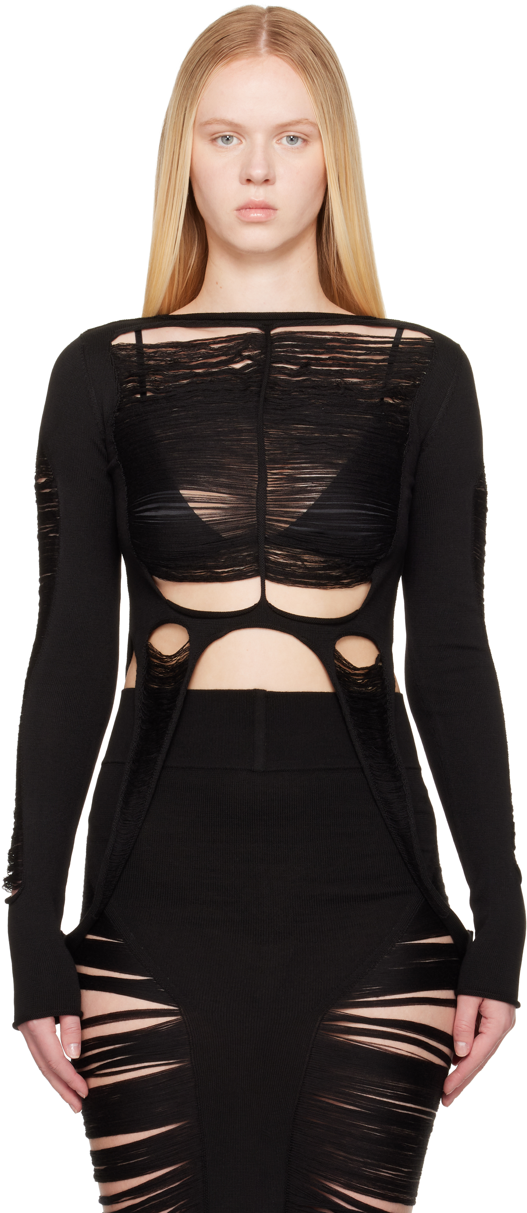 Rick Owens Black Hollywood Anja Ls T-shirt In Black