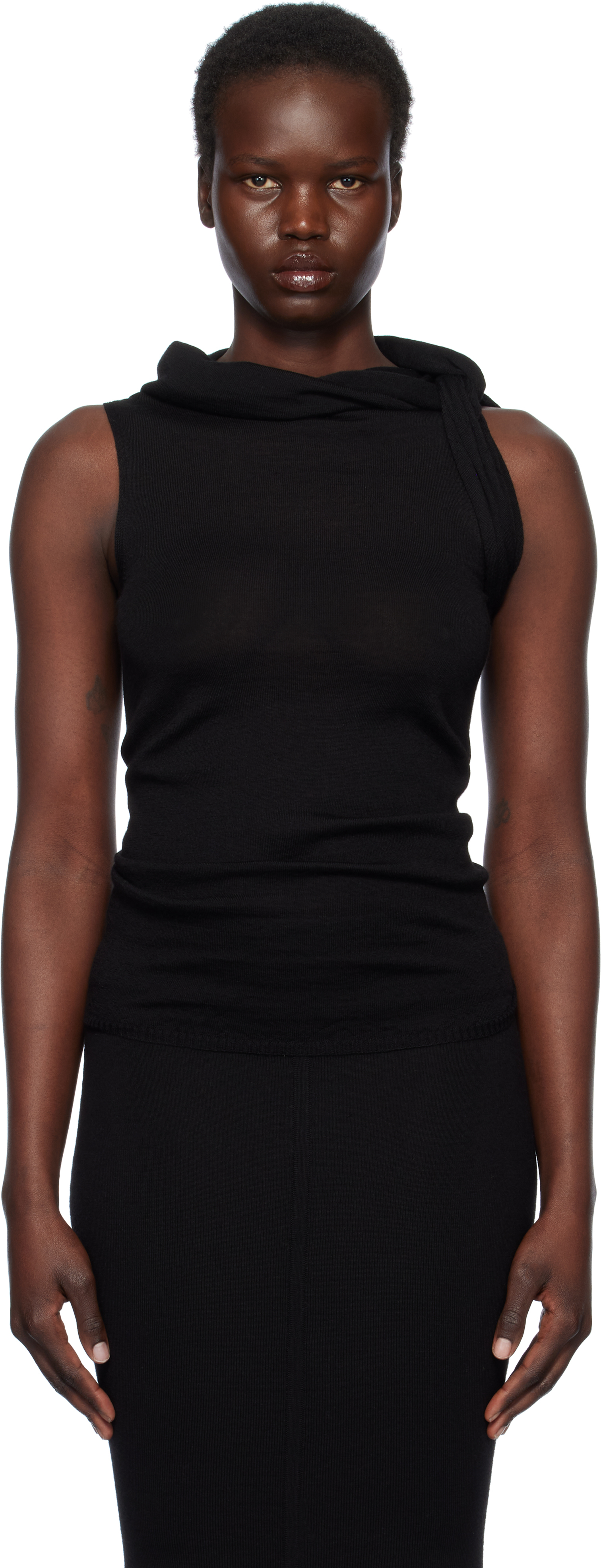 Rick Owens Black Hollywood Banded Tank Top In 09 Black