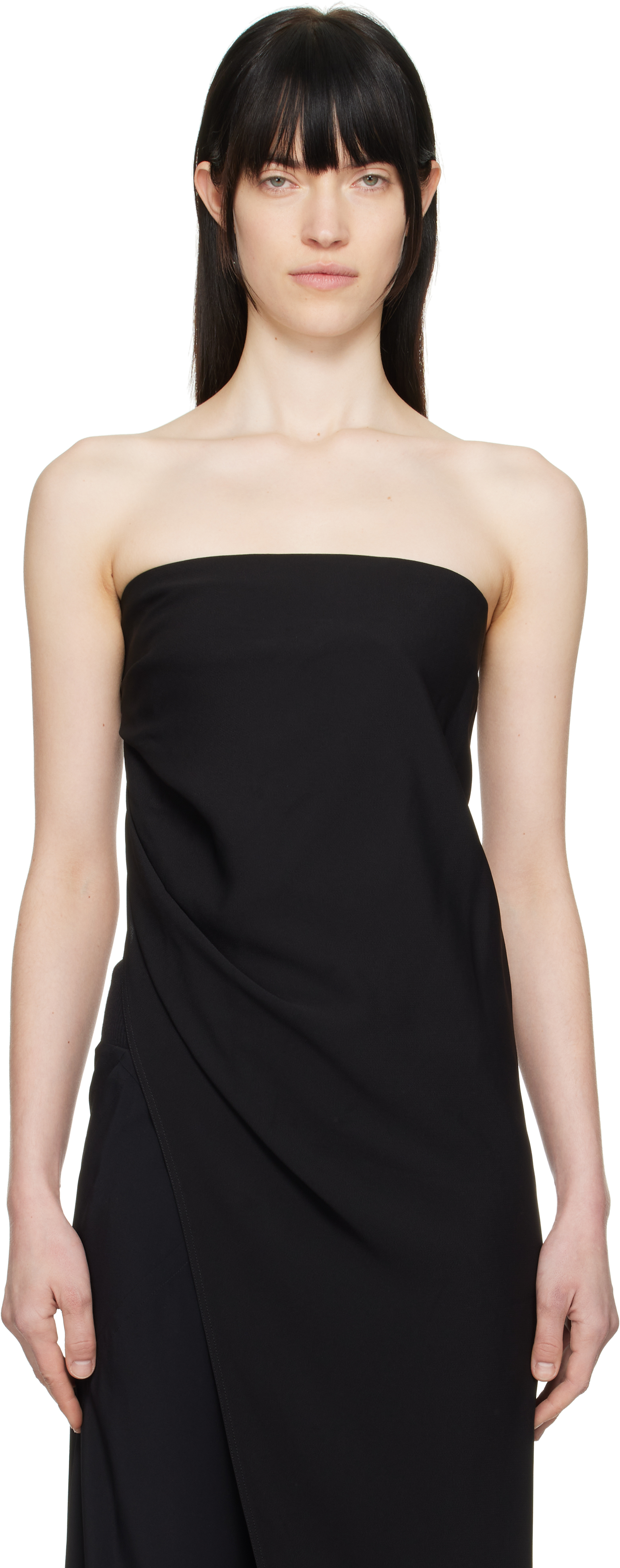 Black Hollywood Lido Long Top by Rick Owens on Sale