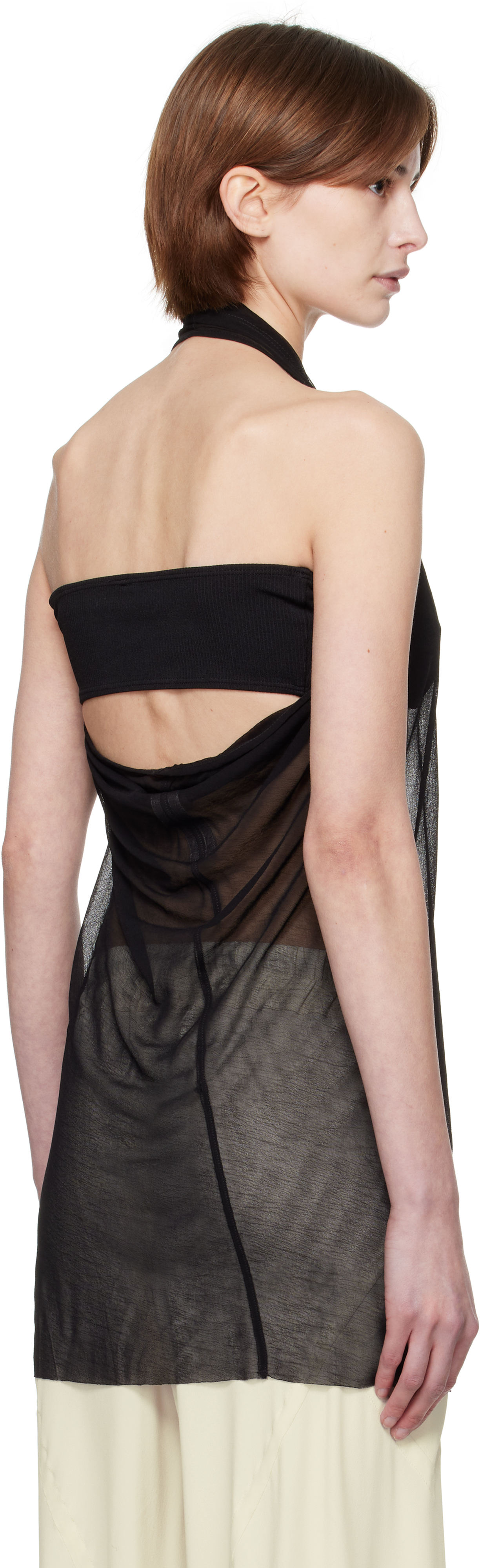 Rick Owens Black Hollywood Halter Tank Top In 09 Black