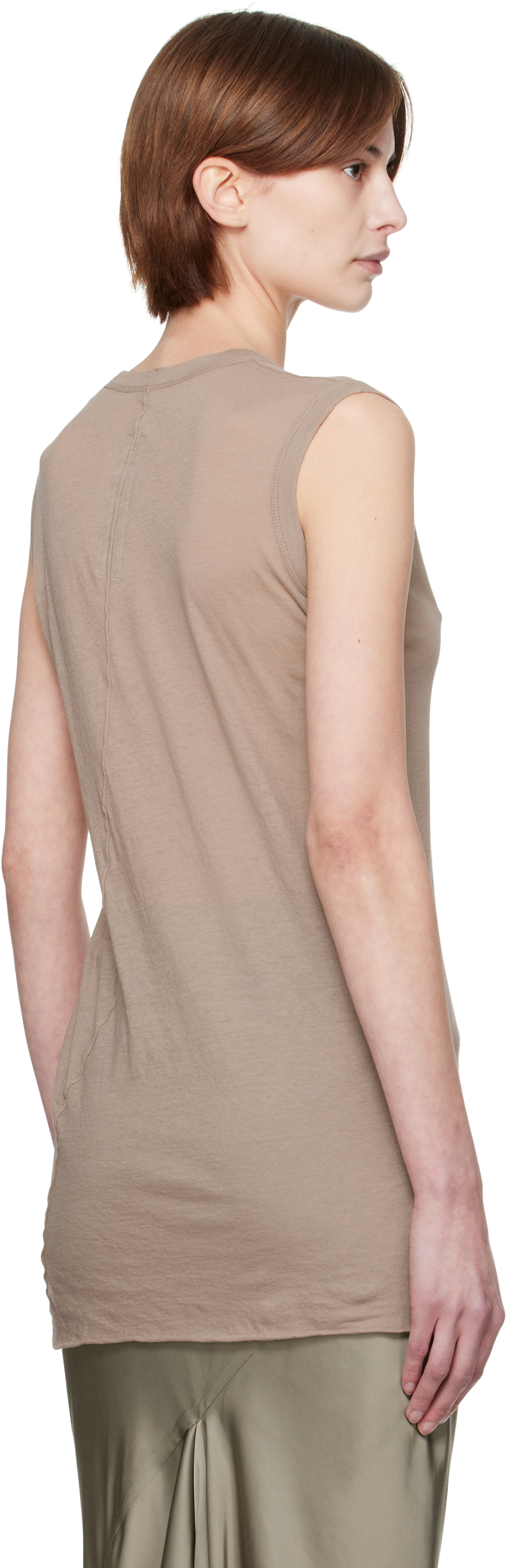 Rick Owens Taupe Hollywood V Neck Sl Tank Top In 64 Flesh
