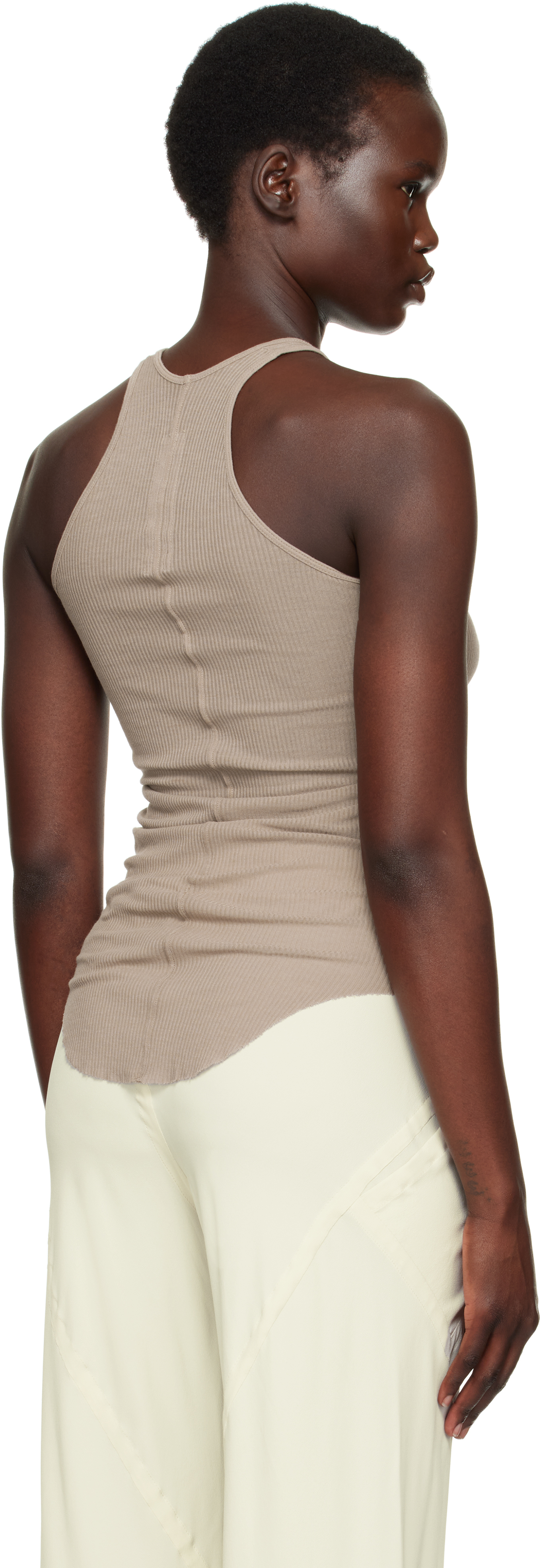 Rick Owens Taupe Hollywood Basic Rib Tank Top In 64 Flesh