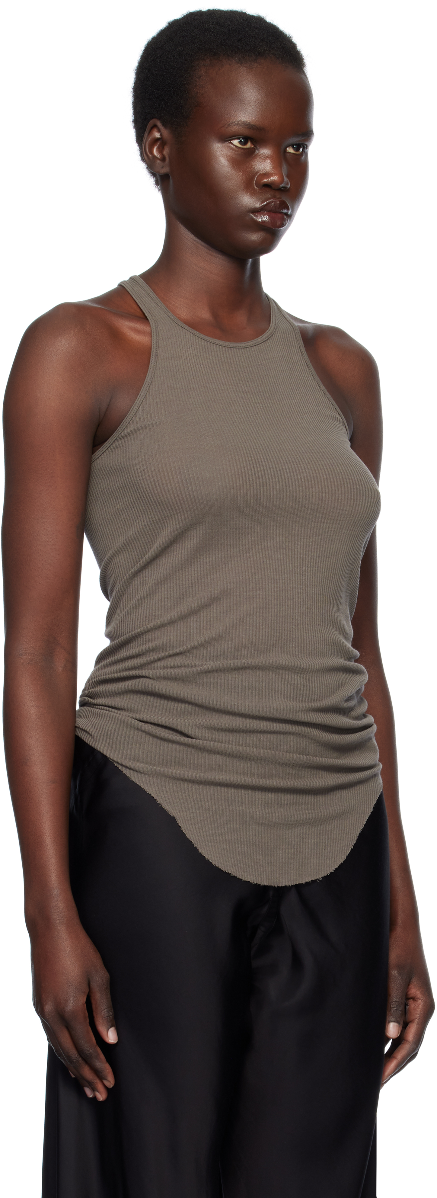 Rick Owens Gray Hollywood Basic Rib Tank Top In 34 Dust