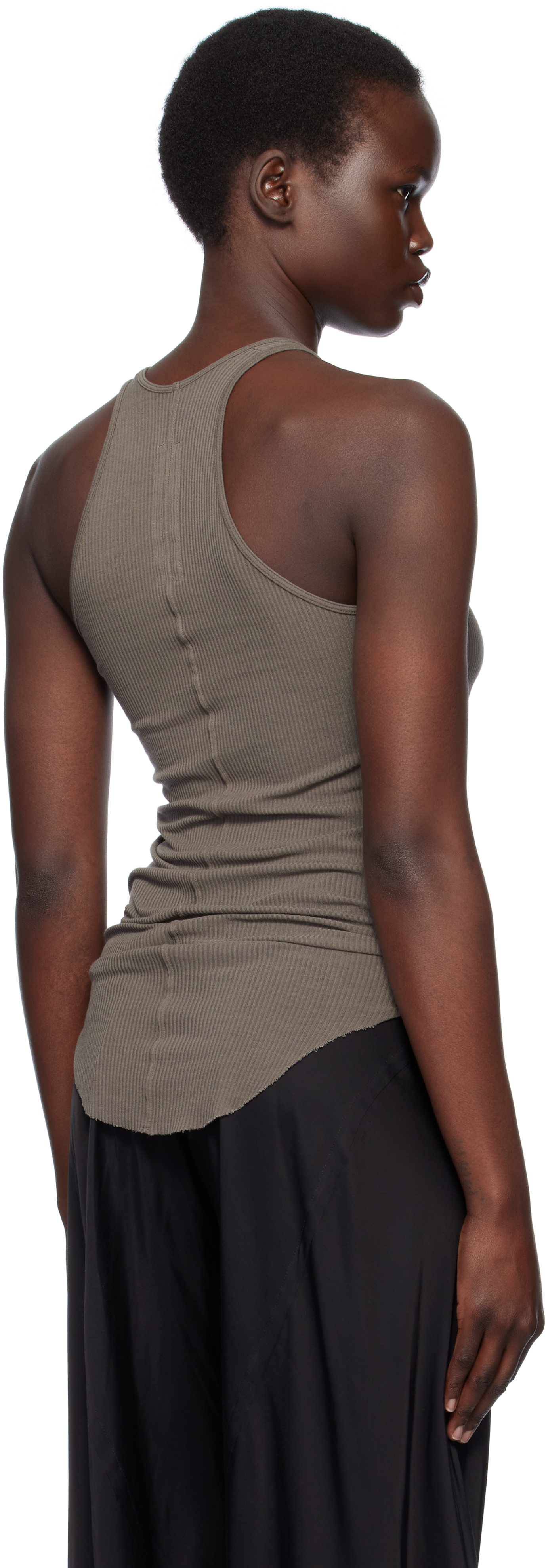 Rick Owens Gray Hollywood Basic Rib Tank Top In 34 Dust