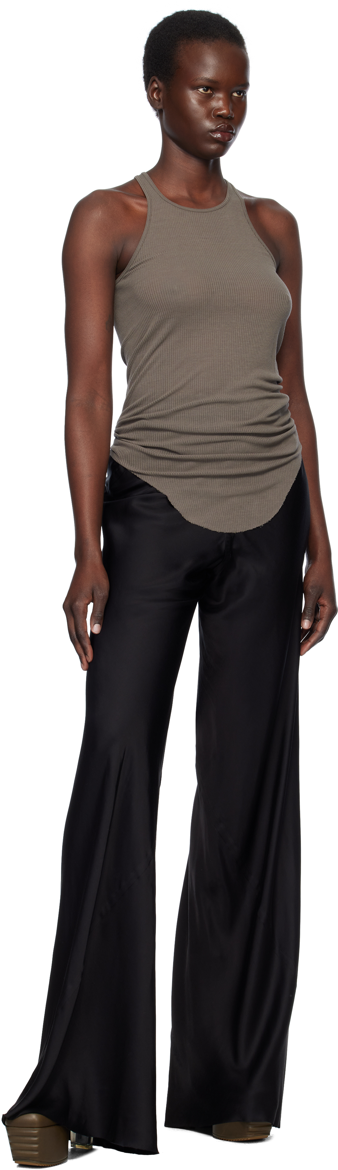 Rick Owens Gray Hollywood Basic Rib Tank Top In 34 Dust