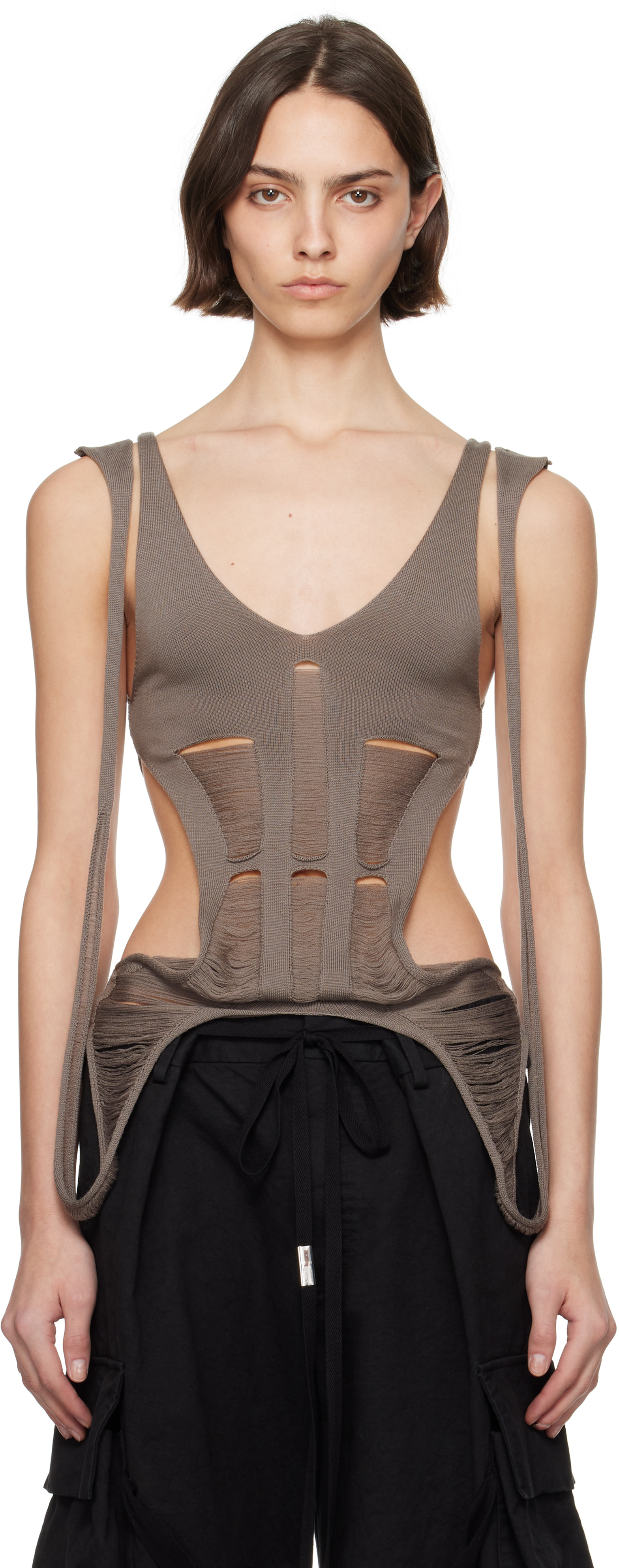 Rick Owens Gray Hollywood Tanja Long Tank Top