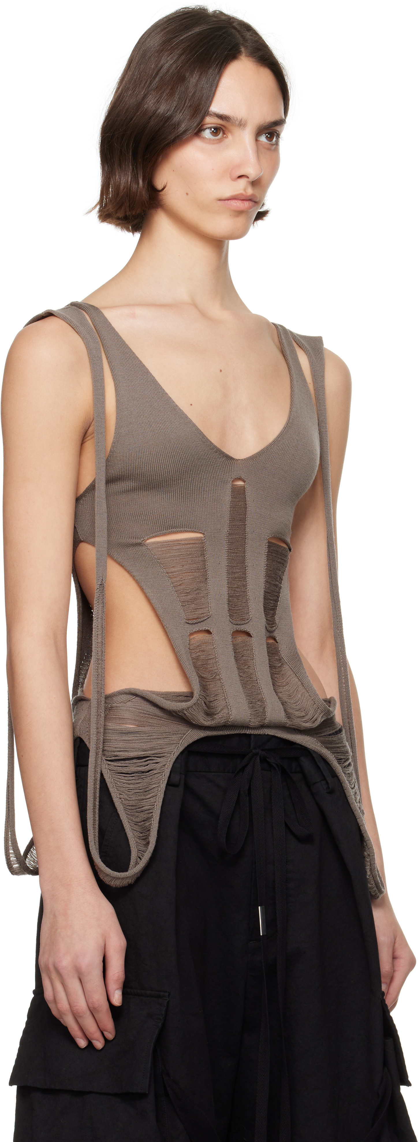 Rick Owens Gray Hollywood Tanja Long Tank Top