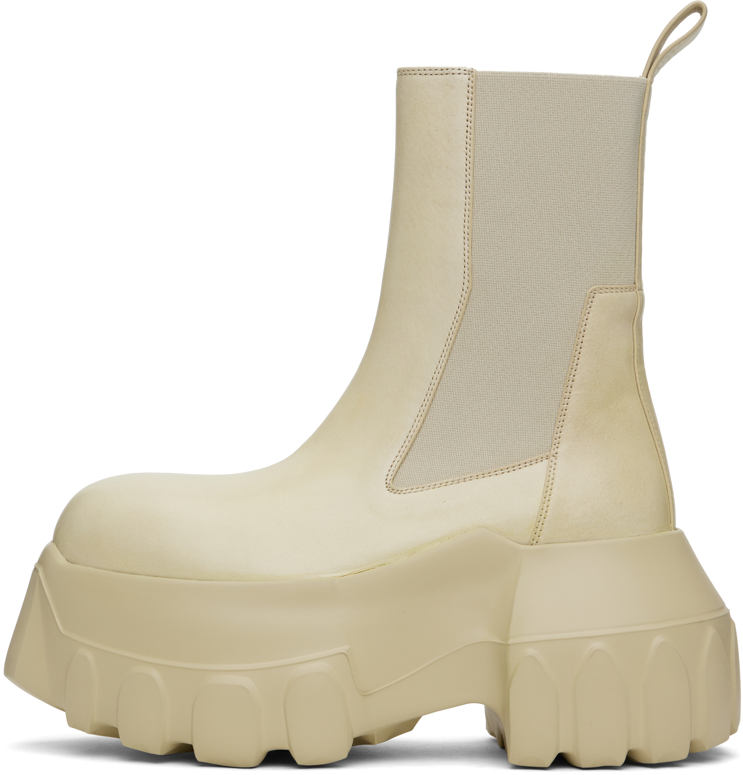 Rick Owens Off-white Hollywood Beatle Mega Tractor Boots In 8181 Parchment/parch