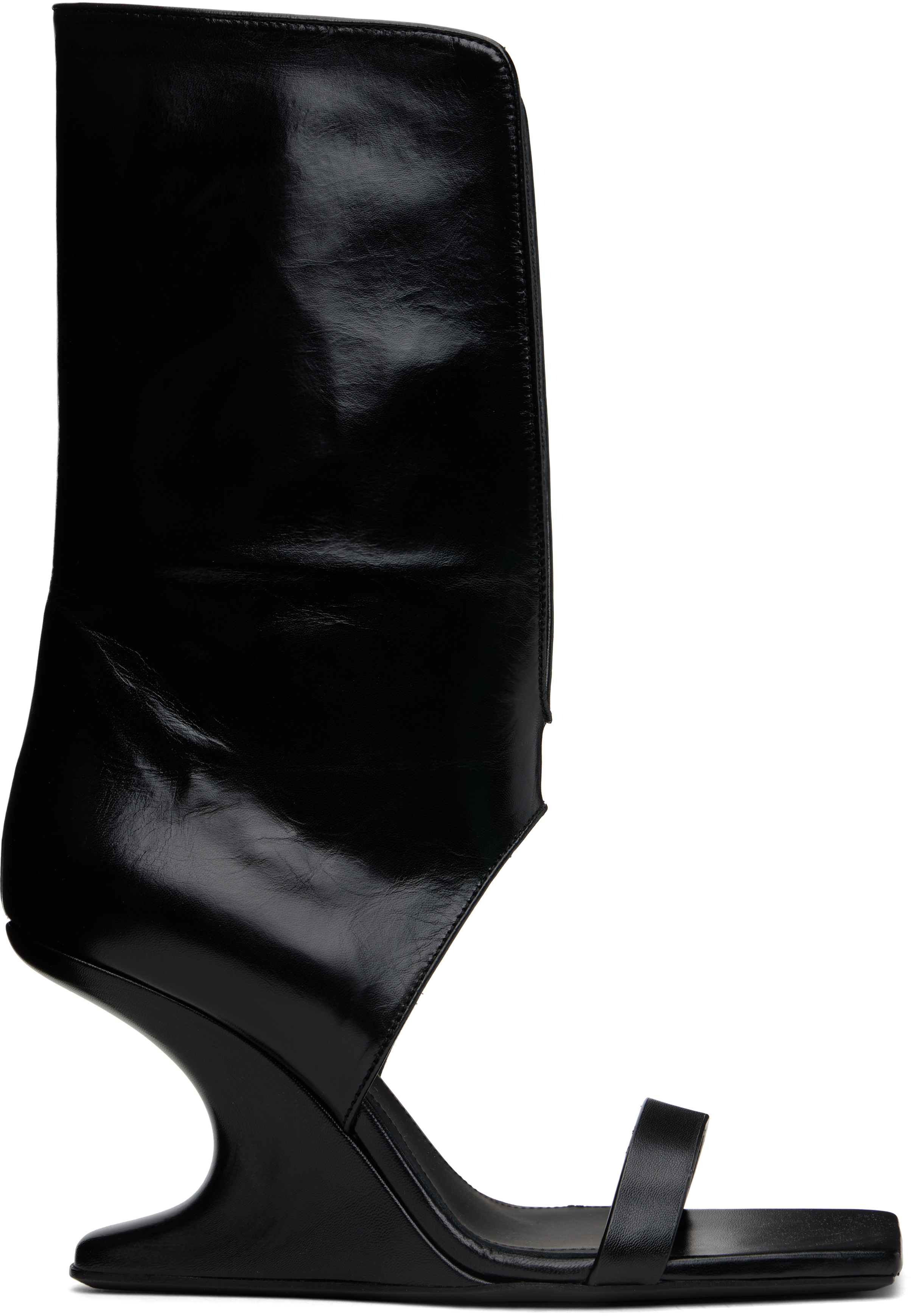 Black Hollywood Winged Cantilever 8 Heeled Sandals