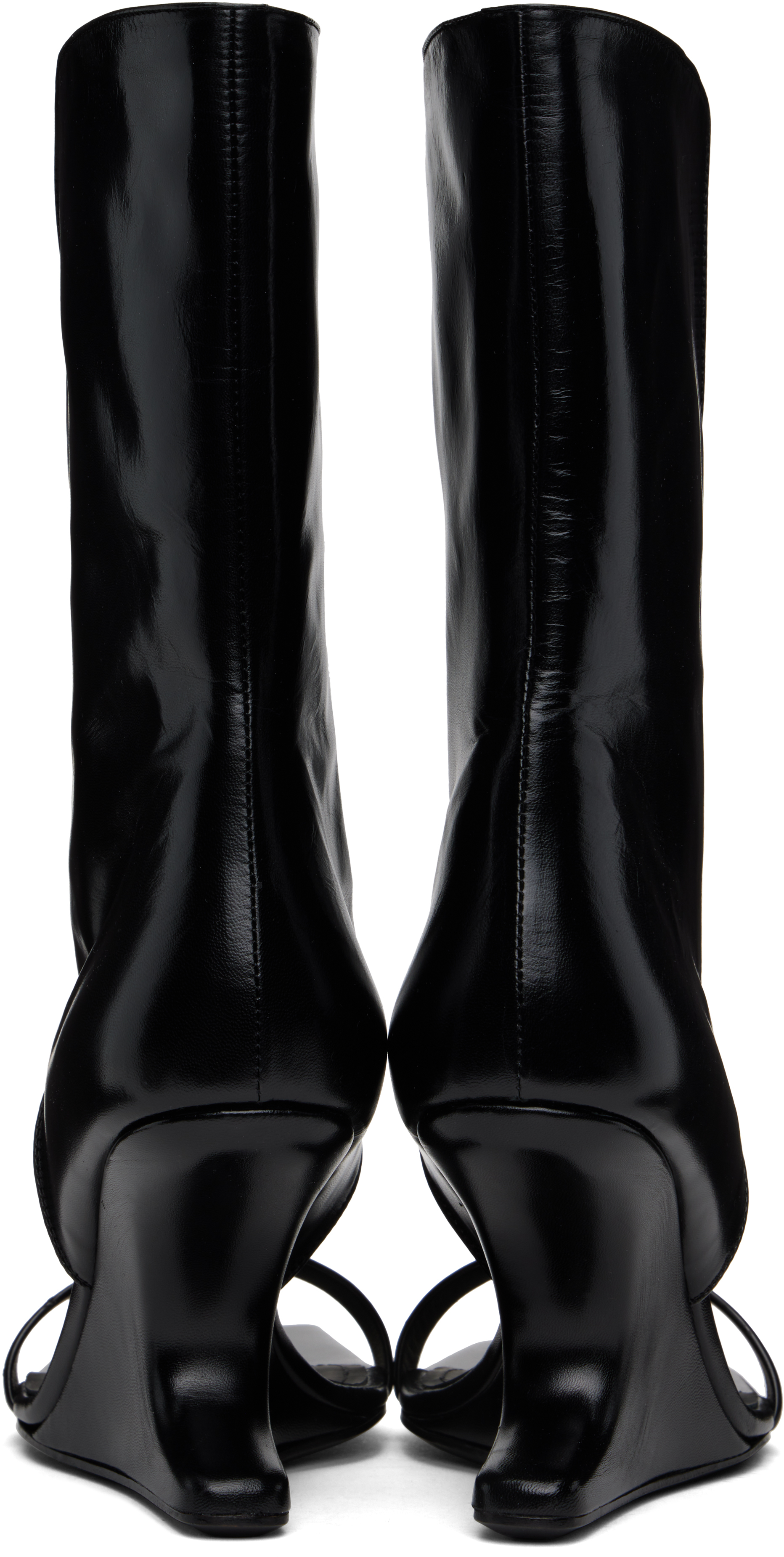 Shop Rick Owens Black Hollywood Winged Cantilever 8 Heeled Sandals In 09 Black