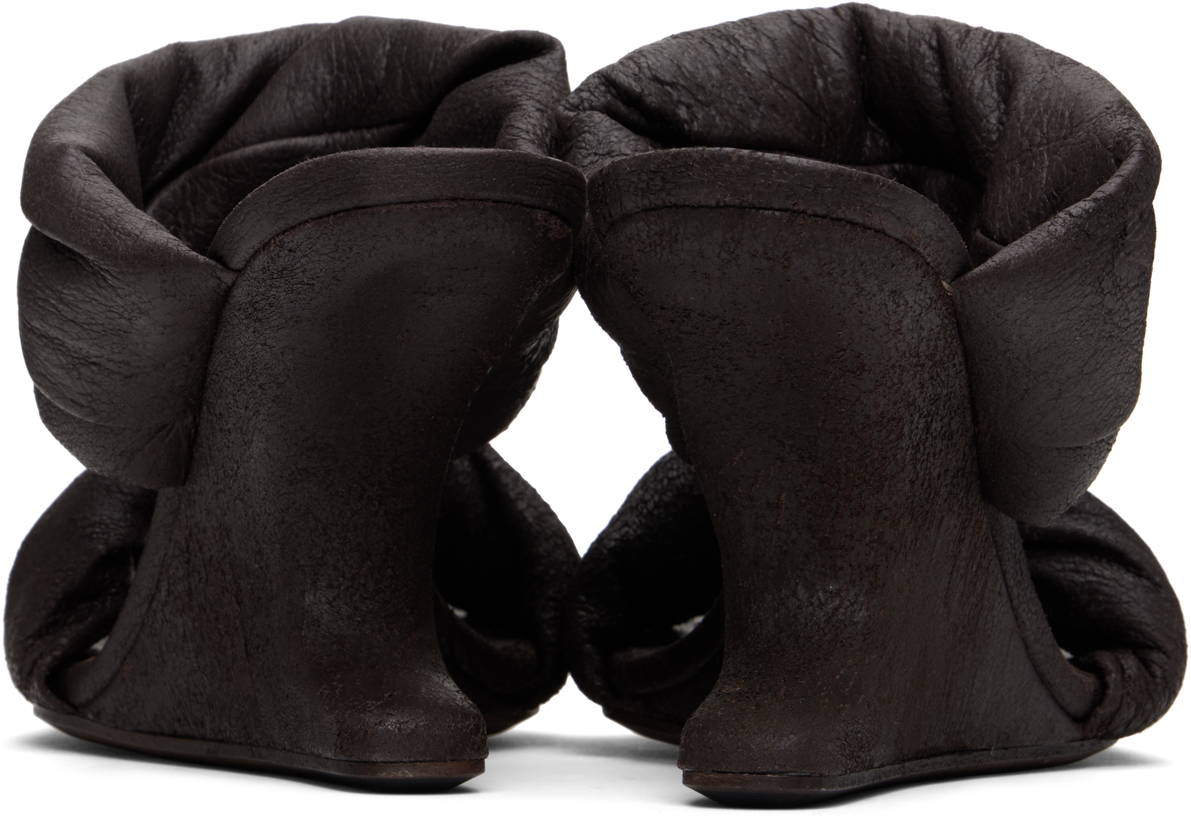 Rick Owens Brown Porterville Cantilever 8 Twisted Heeled Sandals In 14 Mahogany