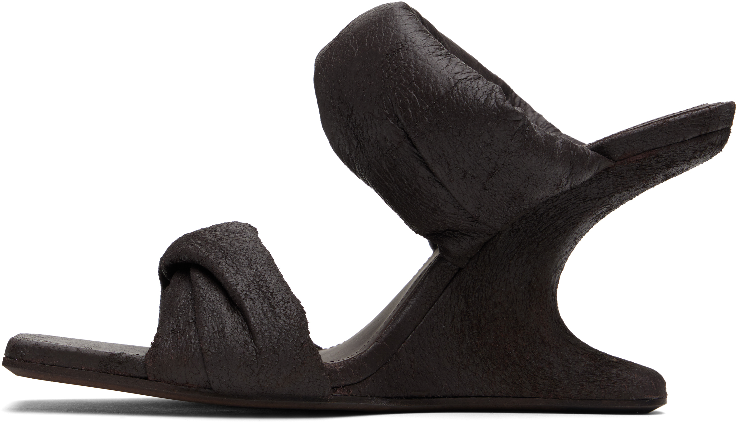 Rick Owens Brown Porterville Cantilever 8 Twisted Heeled Sandals In 14 Mahogany