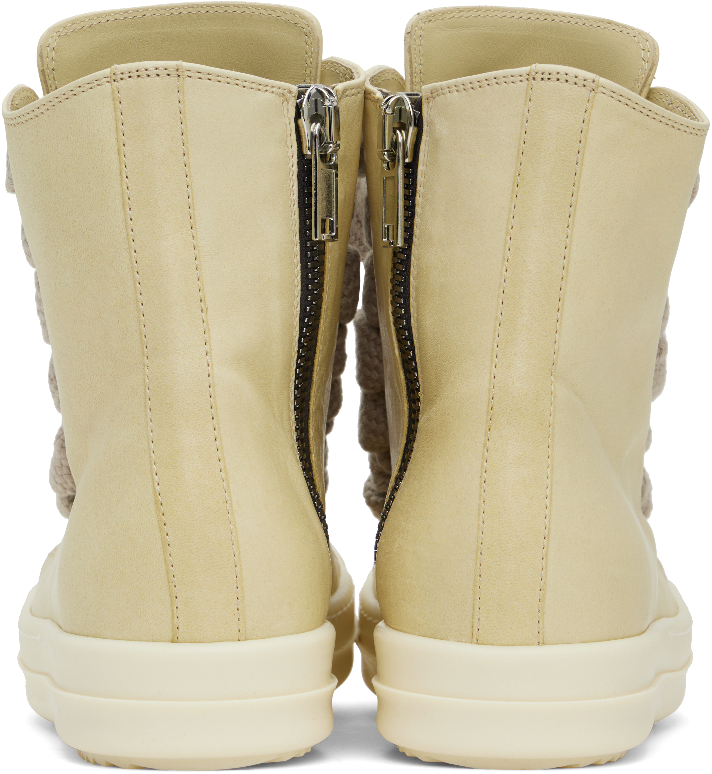 Rick Owens Beige Hollywood Jumbolace Sneakers In 8111 Parchment/milk