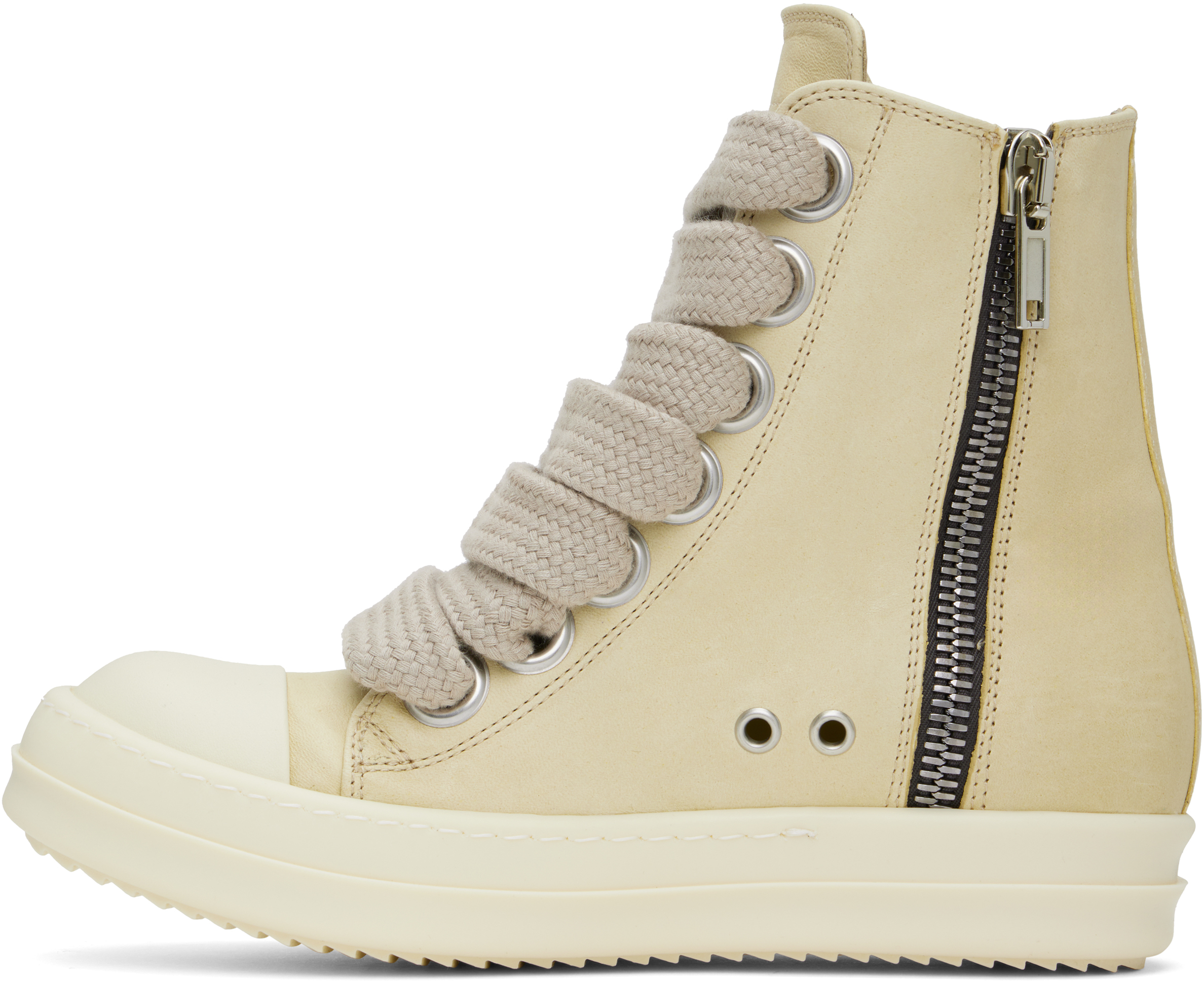 Rick Owens Beige Hollywood Jumbolace Sneakers In 8111 Parchment/milk