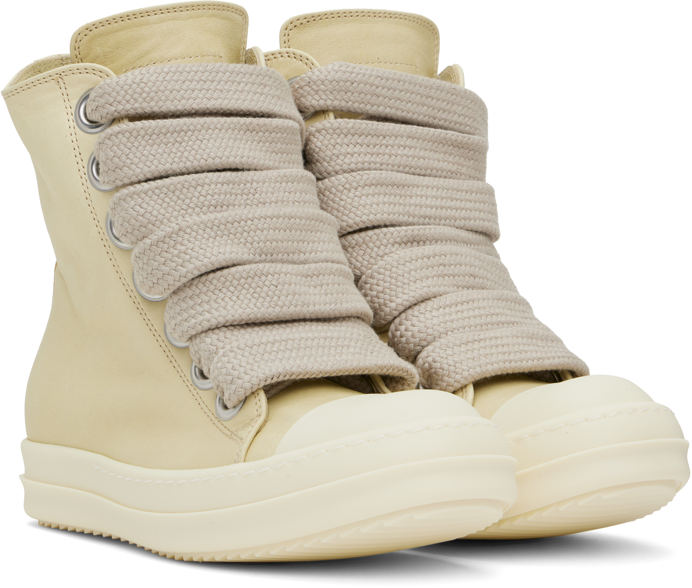 Rick Owens Beige Hollywood Jumbolace Sneakers In 8111 Parchment/milk