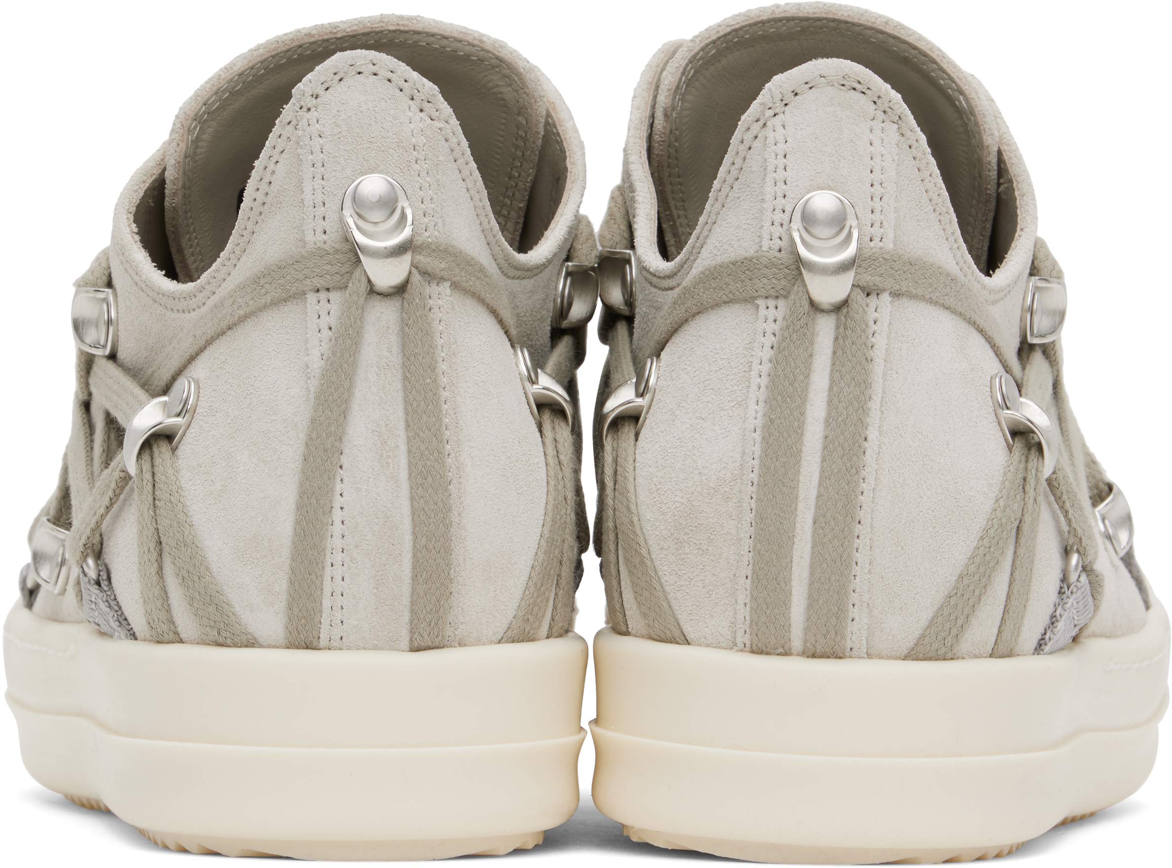 Shop Rick Owens Gray Hollywood Megalace Low Sneaks Sneakers In 411 Dinge/milk