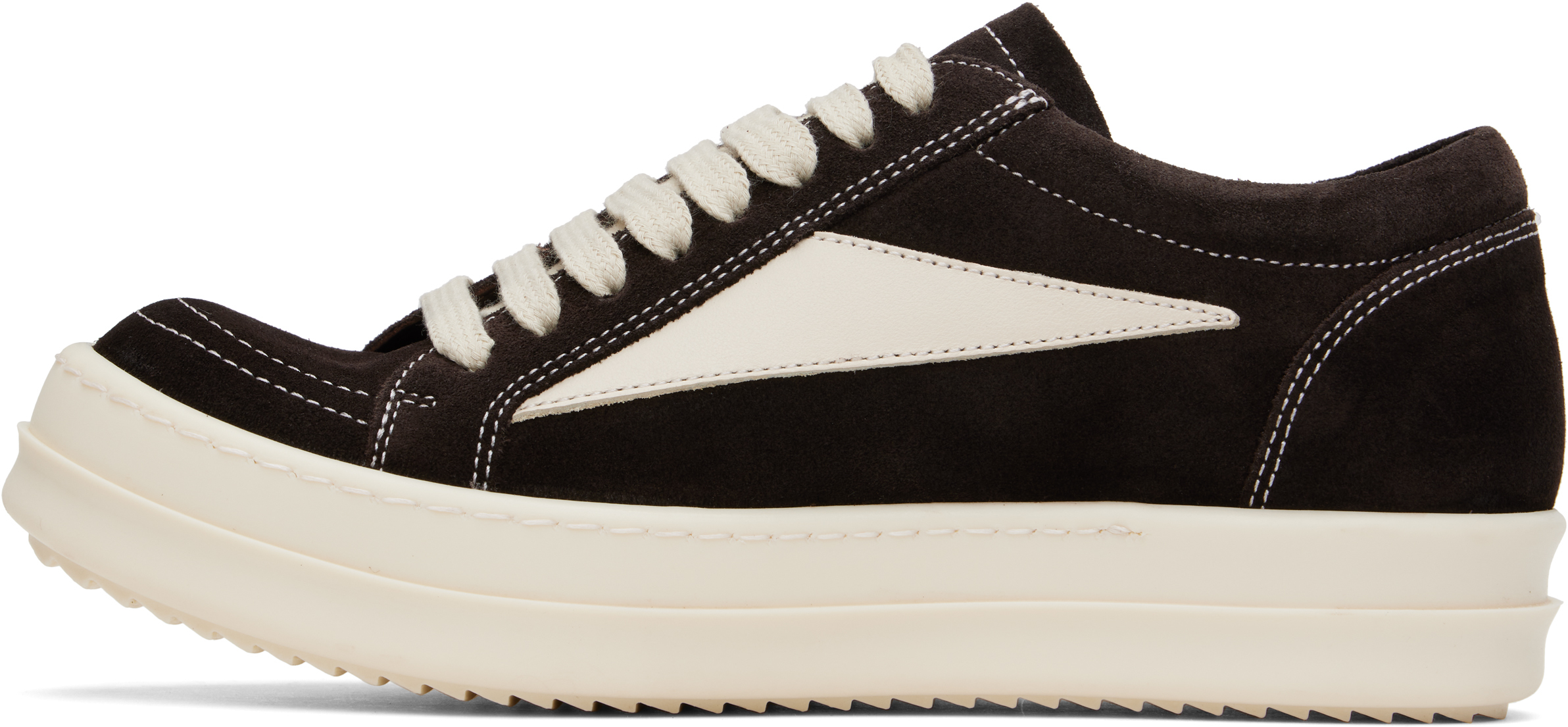 Rick Owens Brown Hollywood Vintage Sneaks Sneakers In 1411 Mahogany/milk
