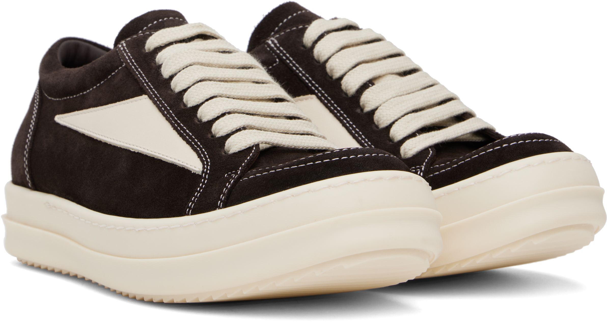 Rick Owens Brown Hollywood Vintage Sneaks Sneakers In 1411 Mahogany/milk