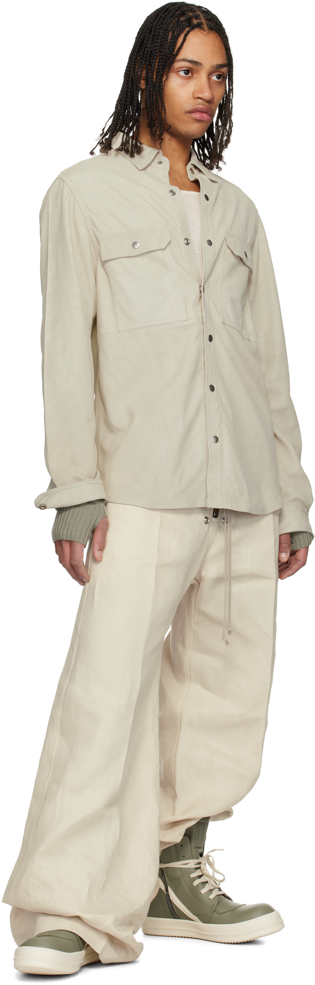 Rick Owens Green Hollywood Rasato Knit Arm Warmers In 15 Celadon