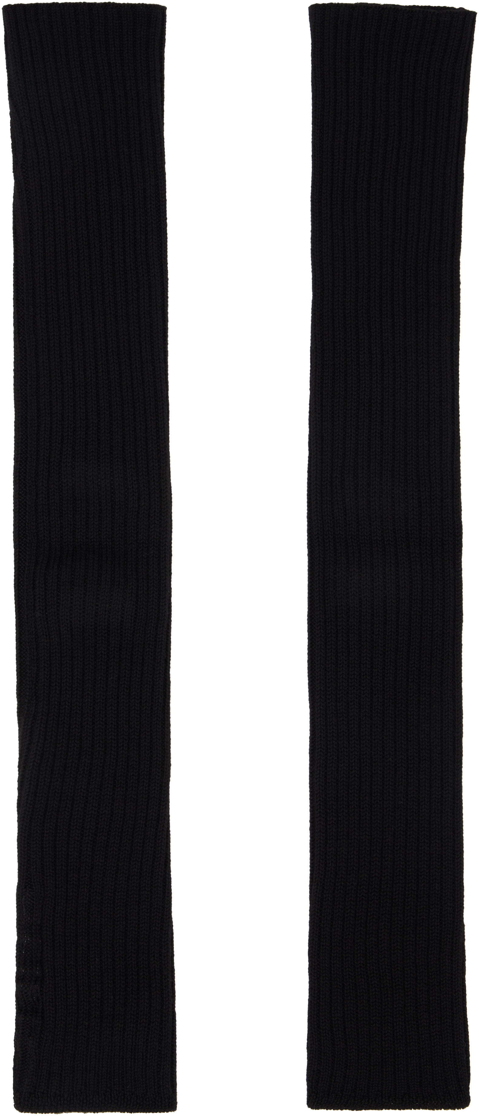 Rick Owens Black Porterville Ribbed Arm Warmers In 09 Black