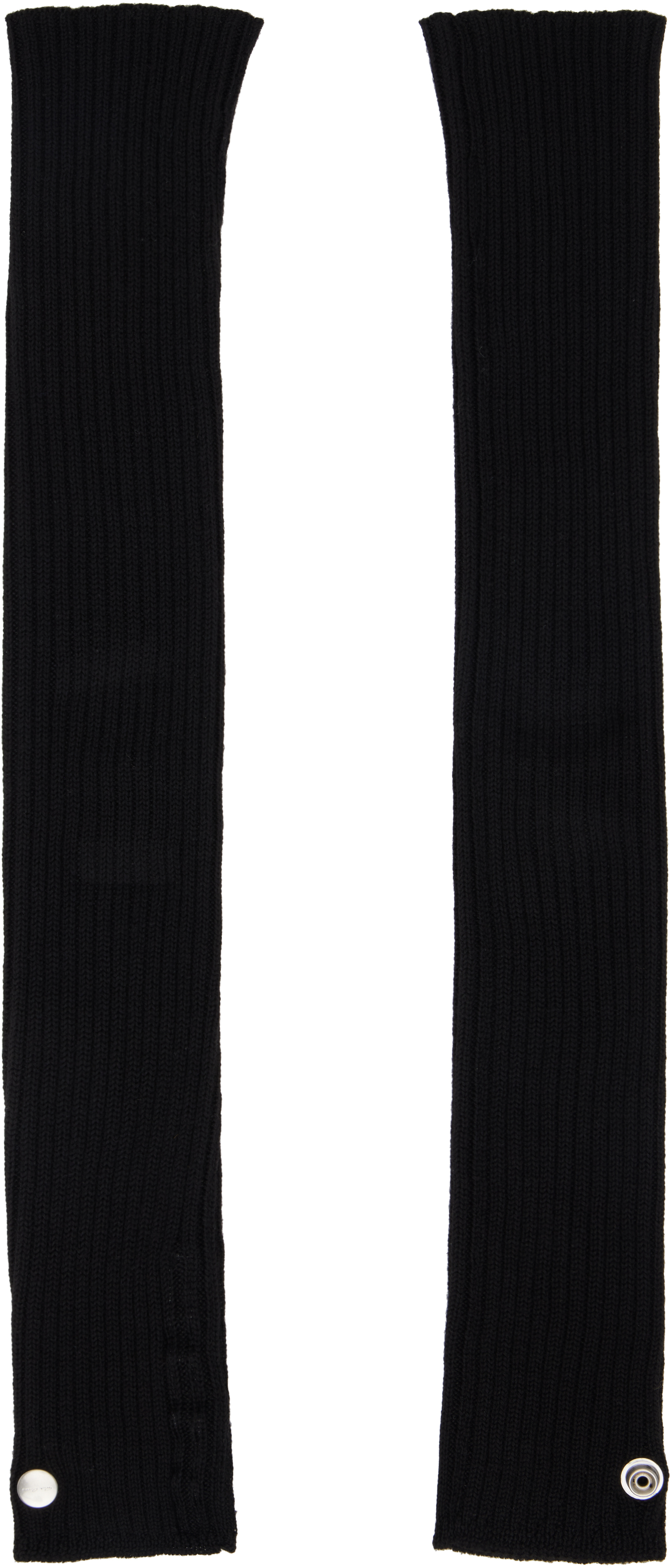 Rick Owens Black Porterville Ribbed Arm Warmers In 09 Black