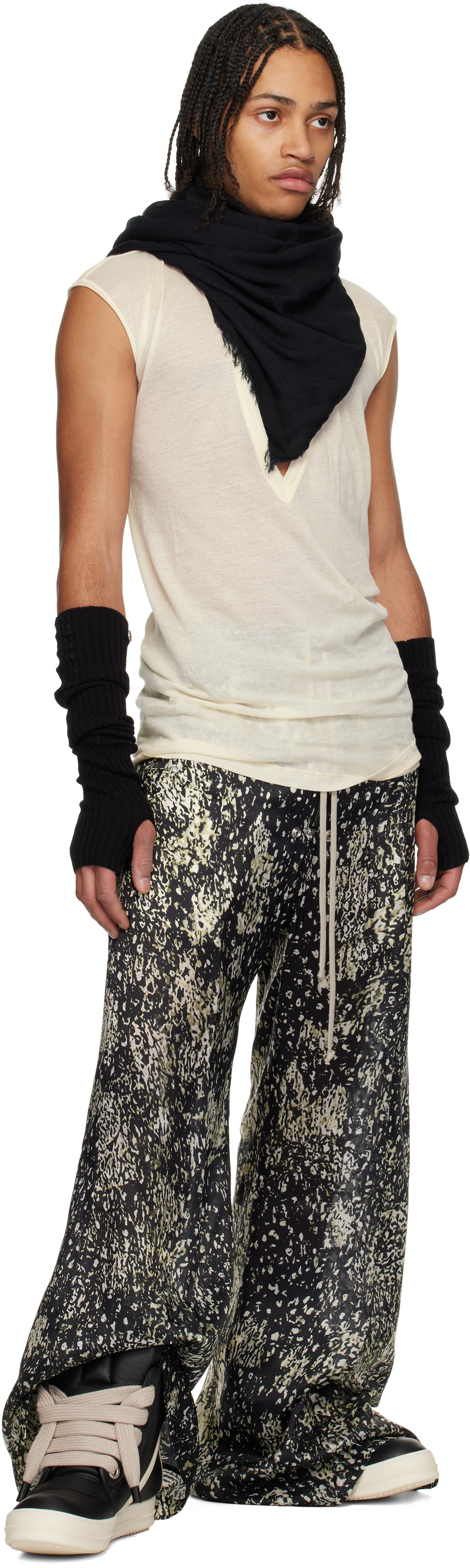 Rick Owens Black Porterville Ribbed Arm Warmers In 09 Black