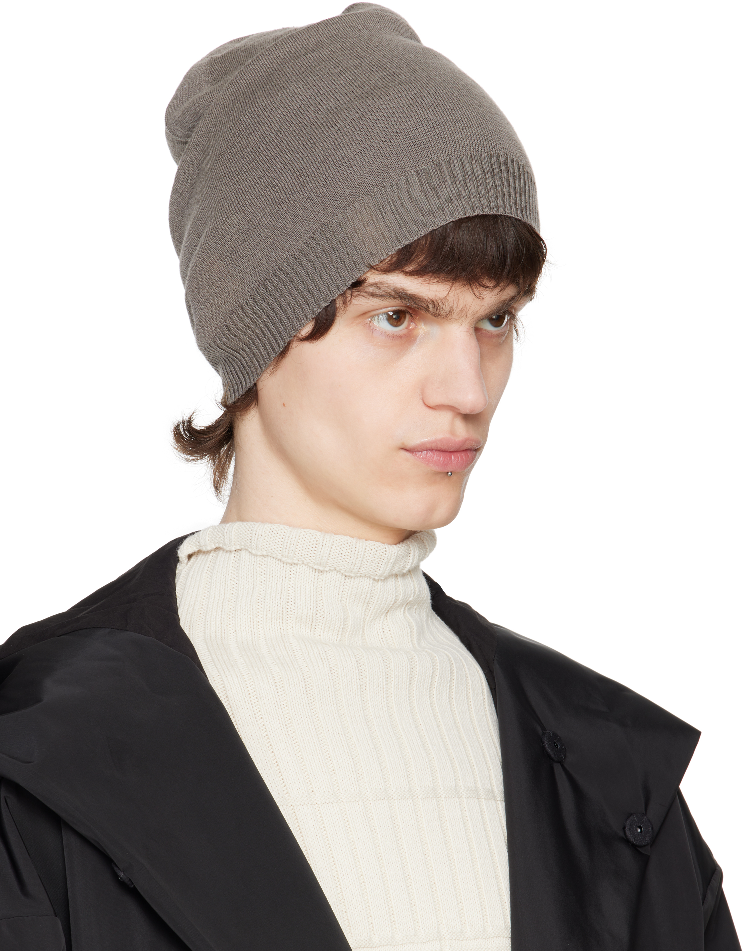 Rick Owens Gray Hollywood Medium Beanie In 34 Dust