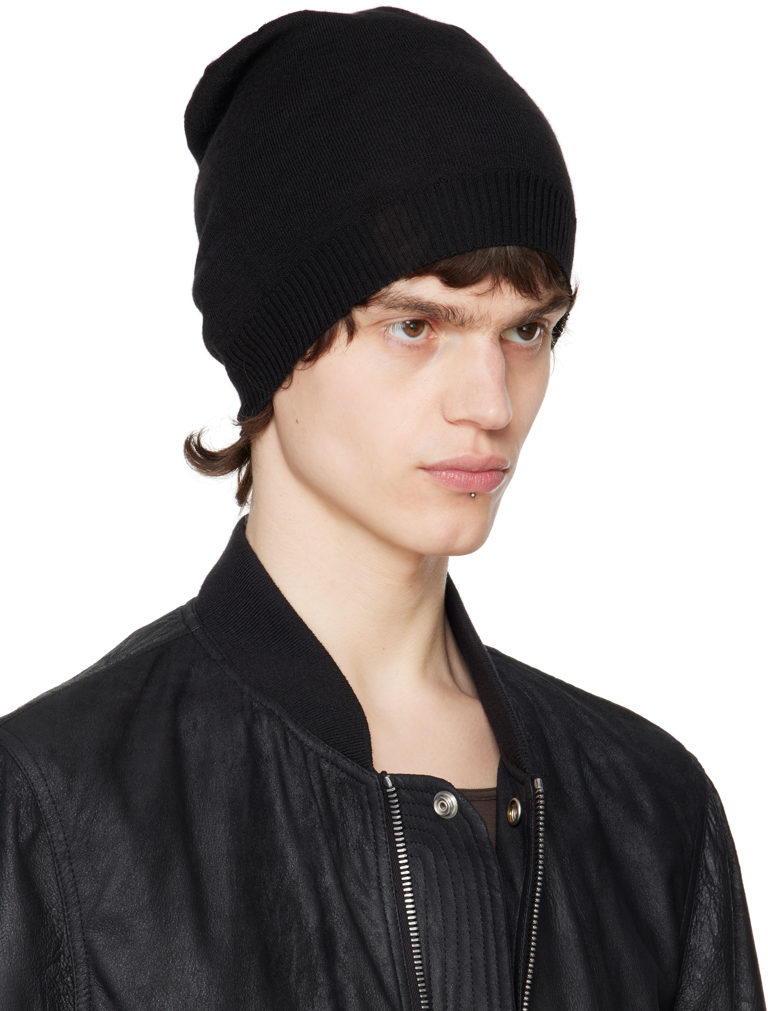 Rick Owens Black Hollywood Medium Beanie In 09 Black