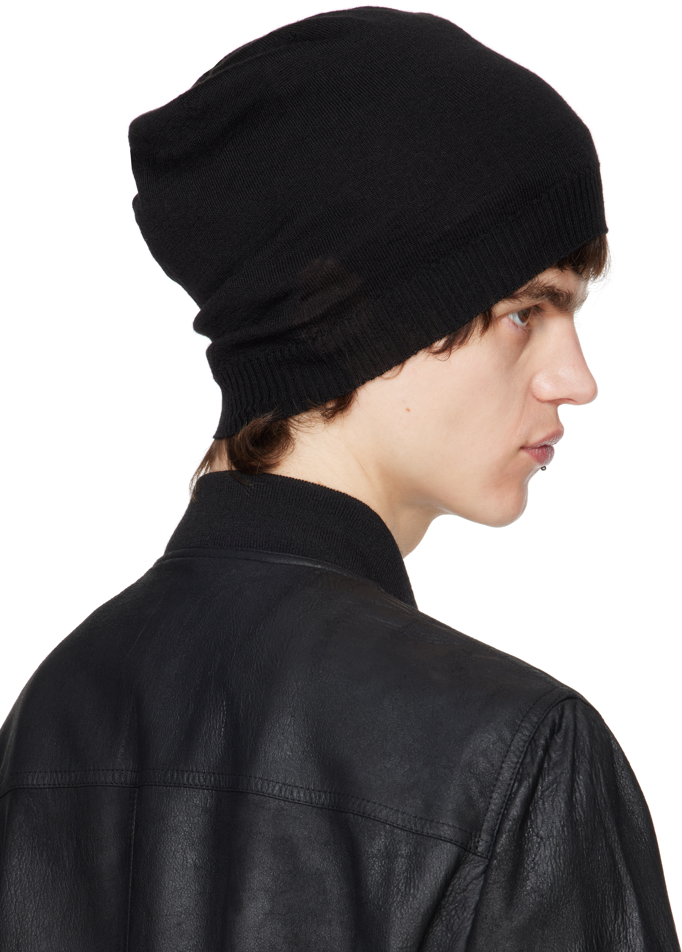 Rick Owens Black Hollywood Medium Beanie In 09 Black