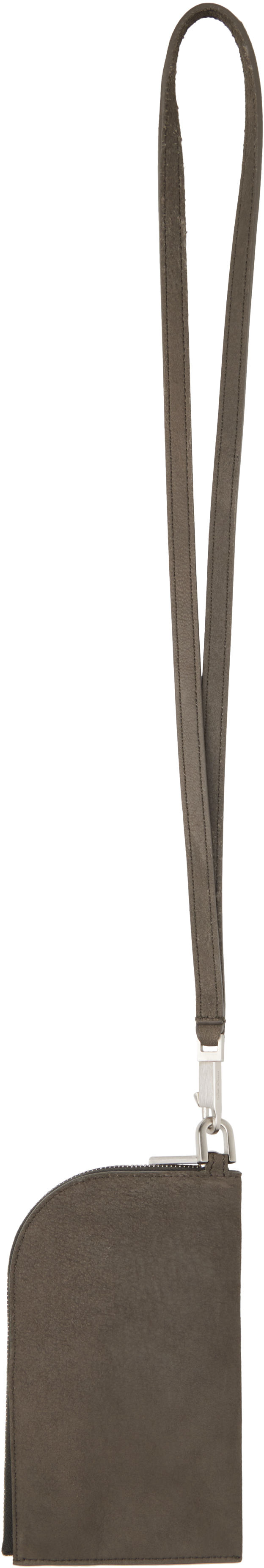 Rick Owens Gray Hollywood Neckwallet In 34 Dust