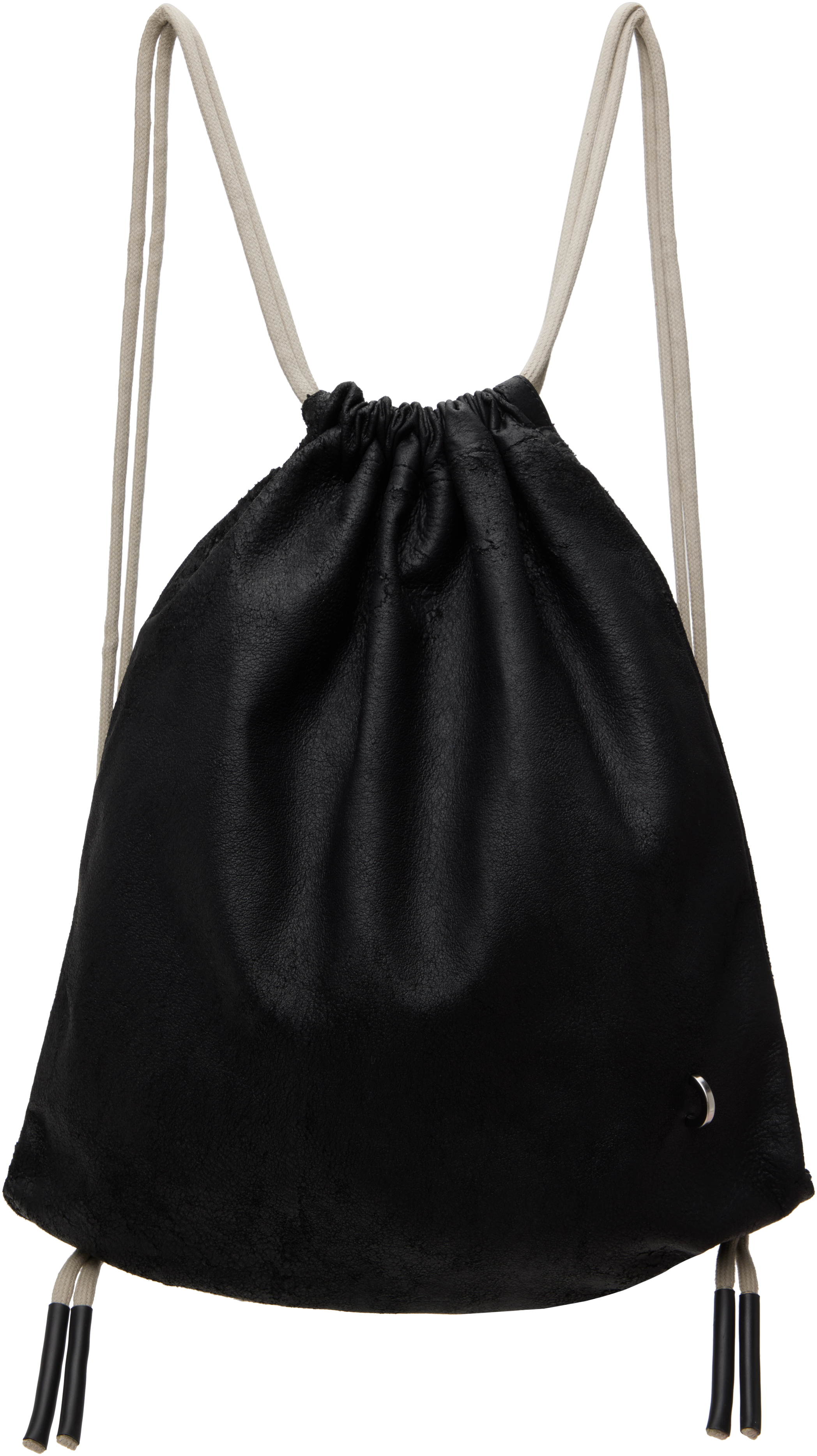 Rick Owens Black Hollywood Drawstring Backpack In 0908 Black/pearl