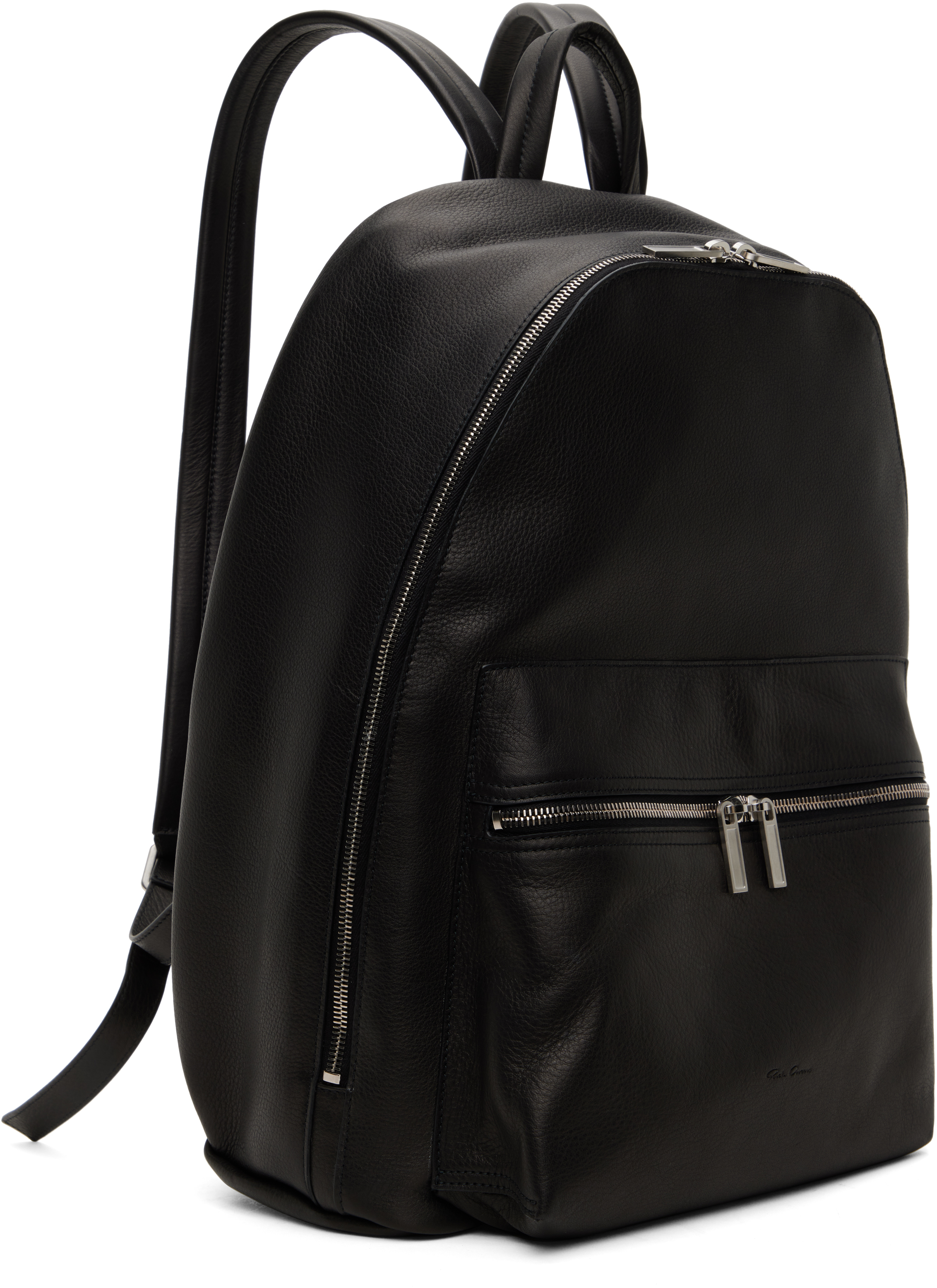 Rick Owens Black Hollywood Leather Backpack In 09 Black