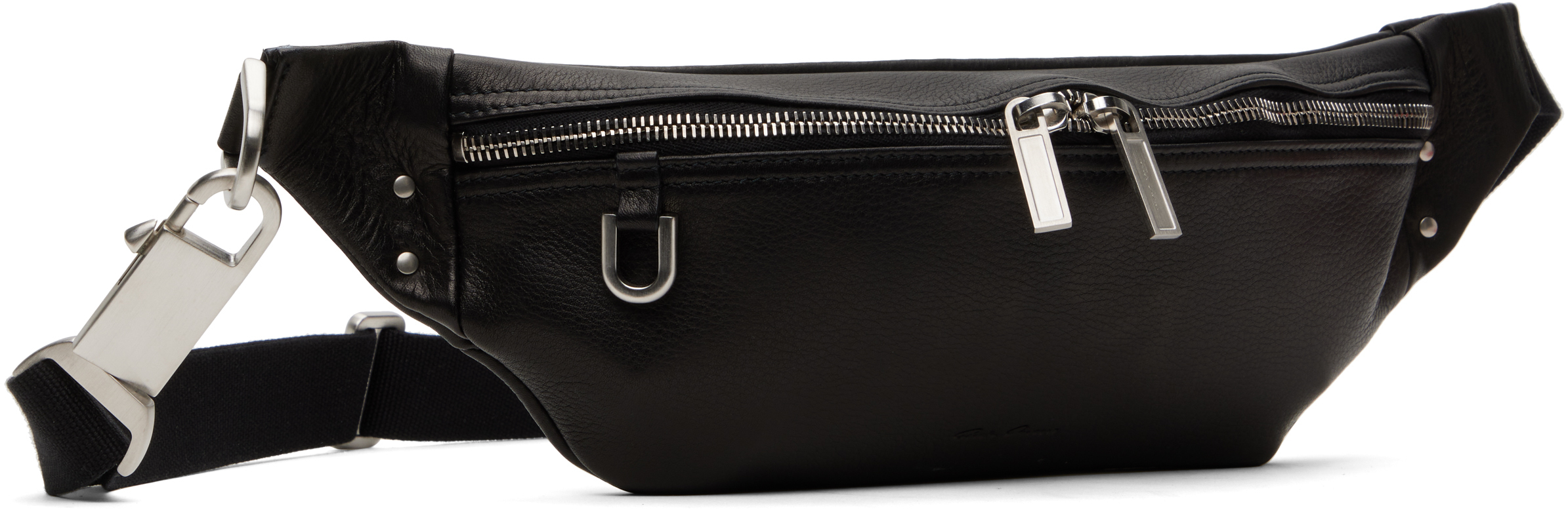 Rick Owens Black Hollywood Geo Bumbag Pouch In 09 Black