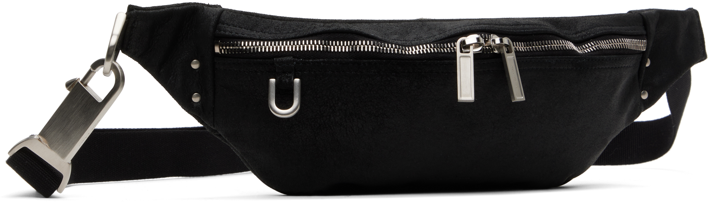 Rick Owens Black Hollywood Geo Bumbag Pouch In 09 Black