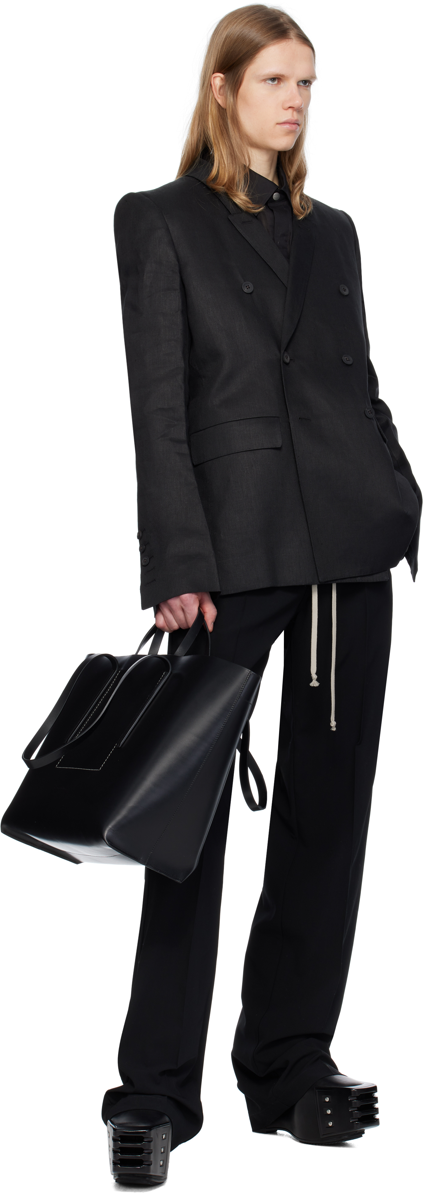 Rick Owens Black Porterville Medium Shopper Tote In 09 Black