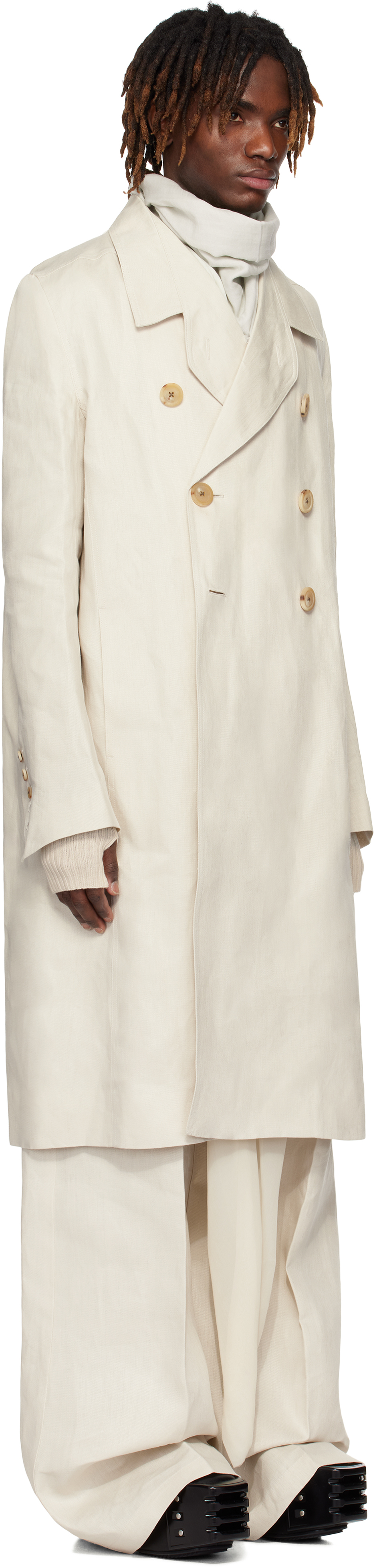 Rick Owens Off-white Hollywood Officer Coat In 41 Dinge