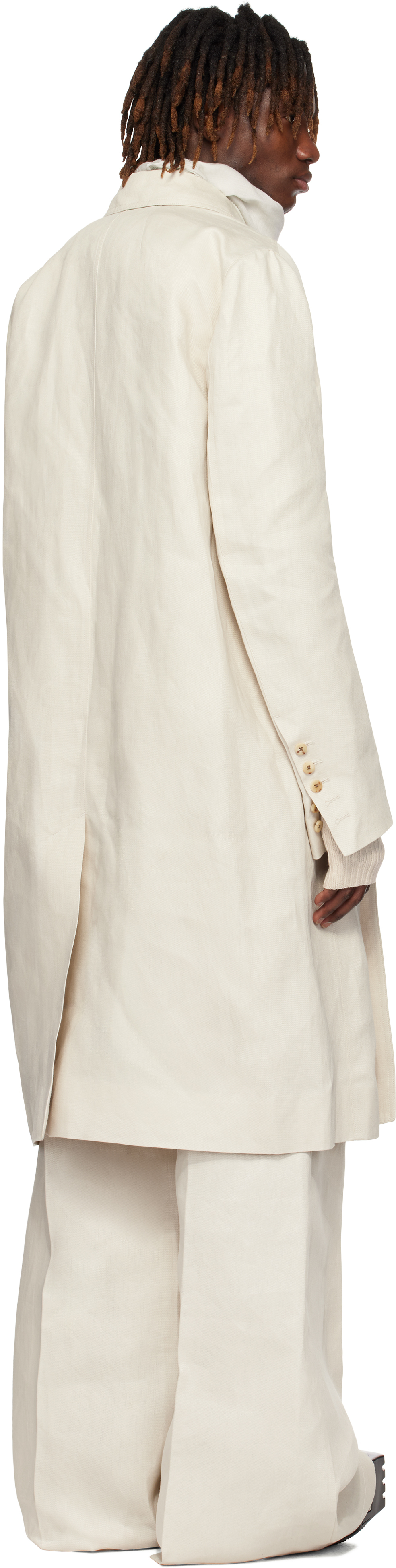 Rick Owens Off-white Hollywood Officer Coat In 41 Dinge