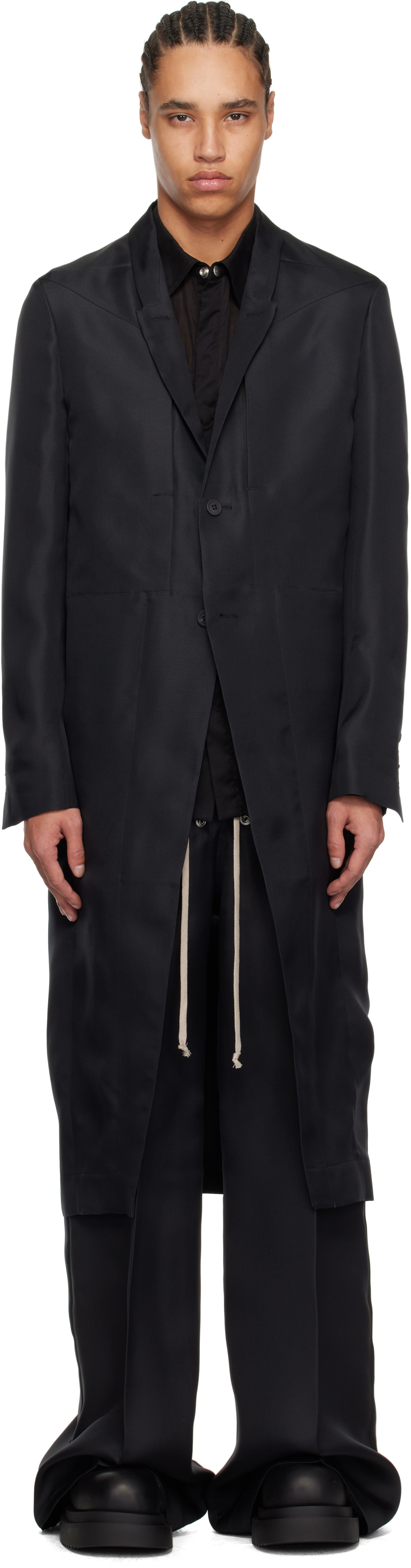 【関税込み】Rick Owens ブラック Hollywood Lido レザーコート Black Hollywood Lido Coat by Rick Owens on Sale