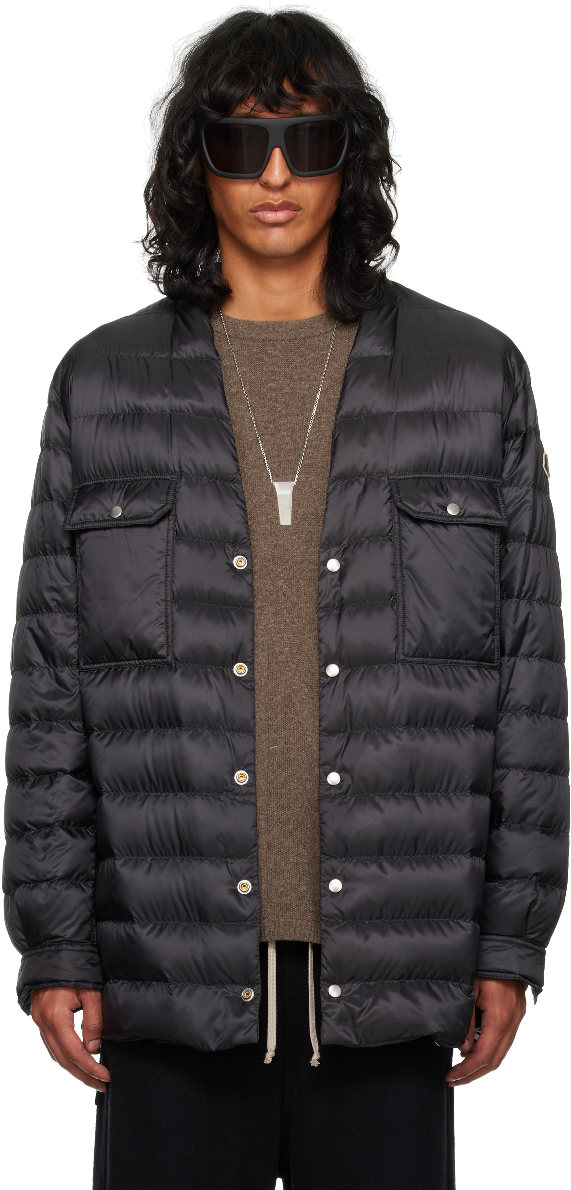 Rick Owens: Moncler + Rick Owens Black Outershirt Jacket