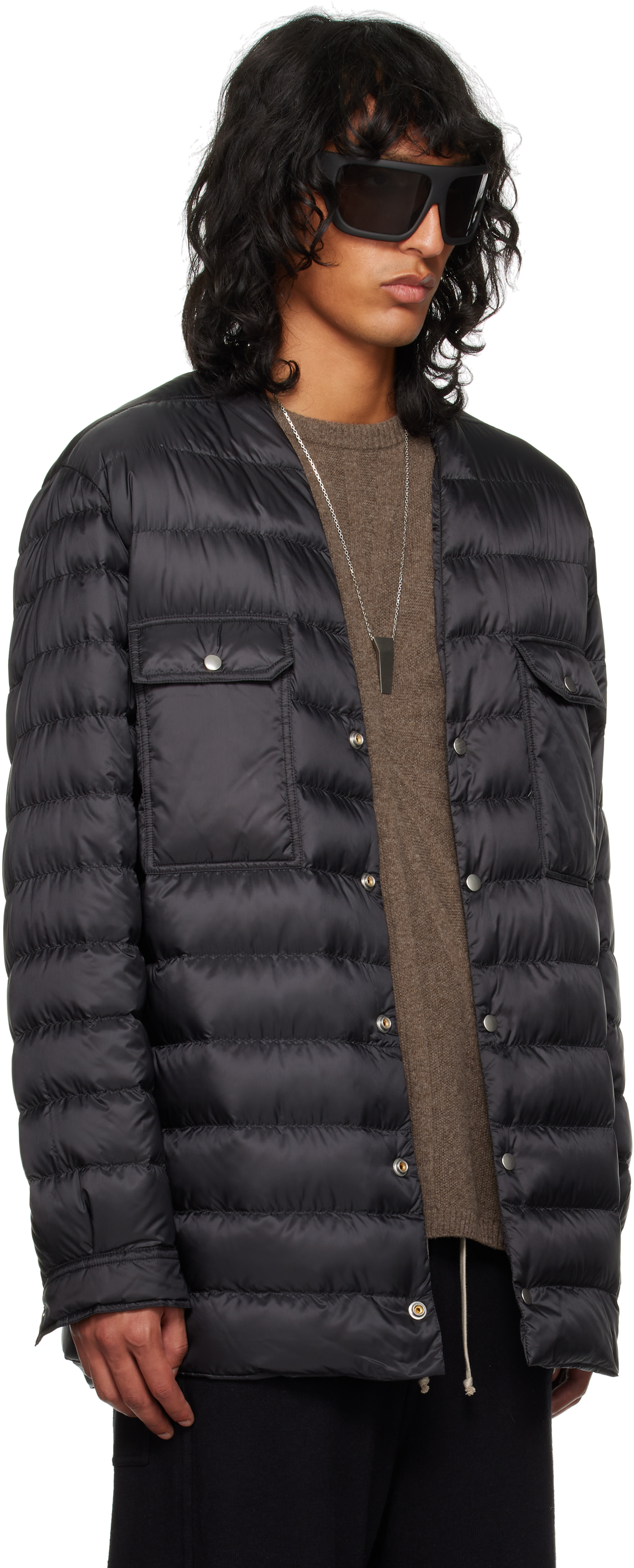 Rick Owens X Moncler Outershirt Quilted Shell Jacket In 999 Black