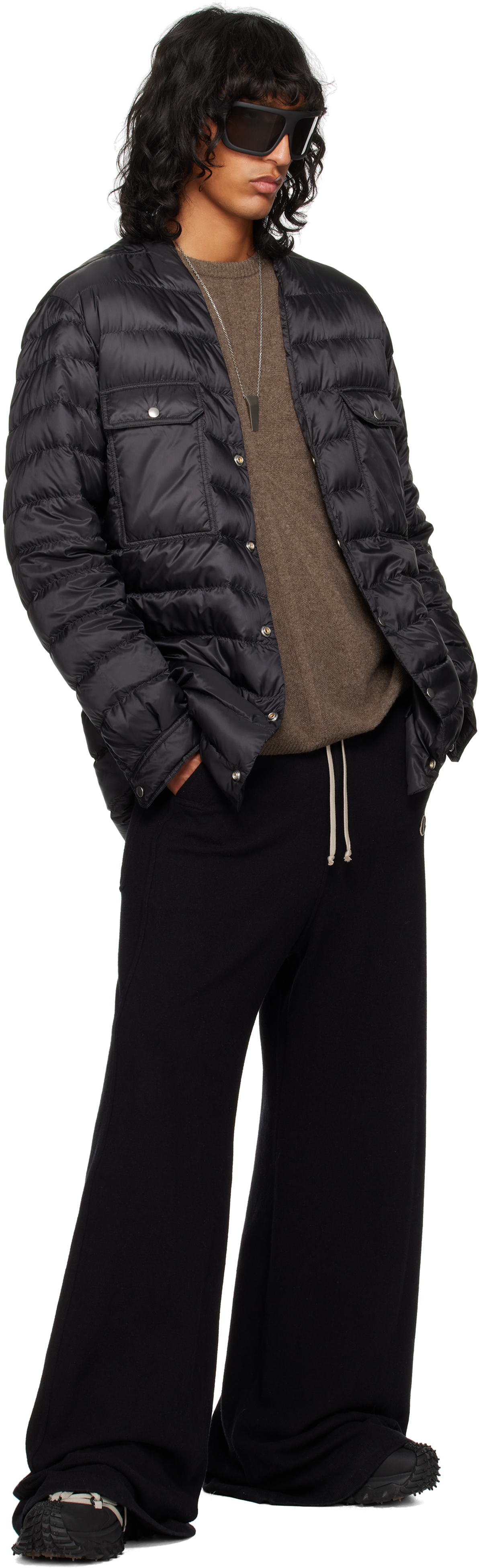 Rick Owens X Moncler Outershirt Quilted Shell Jacket In 999 Black