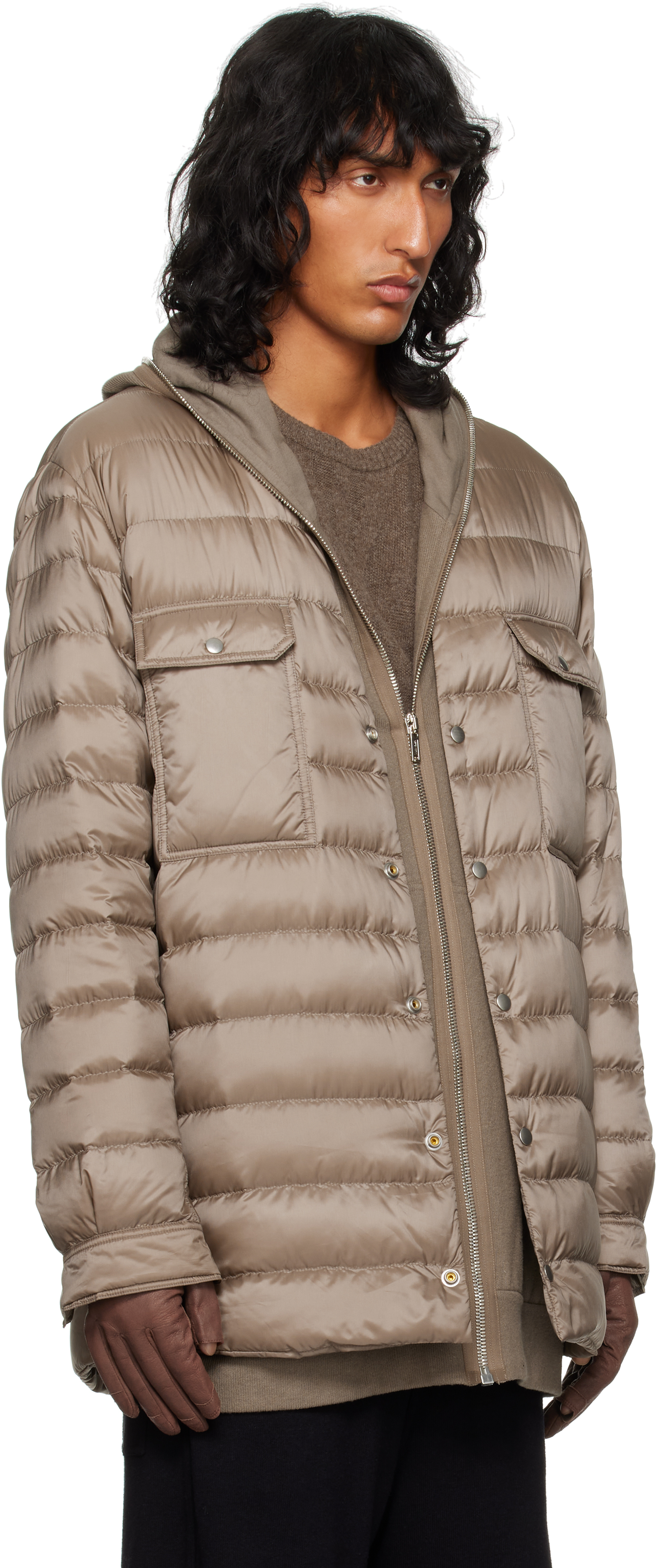 Rick Owens Moncler +  Gray Outershirt Jacket In 25u Dust