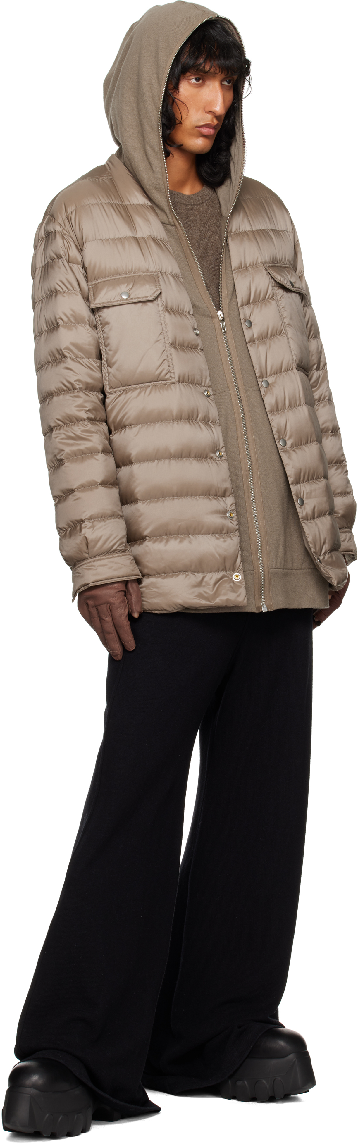 Rick Owens Moncler +  Gray Outershirt Jacket In 25u Dust