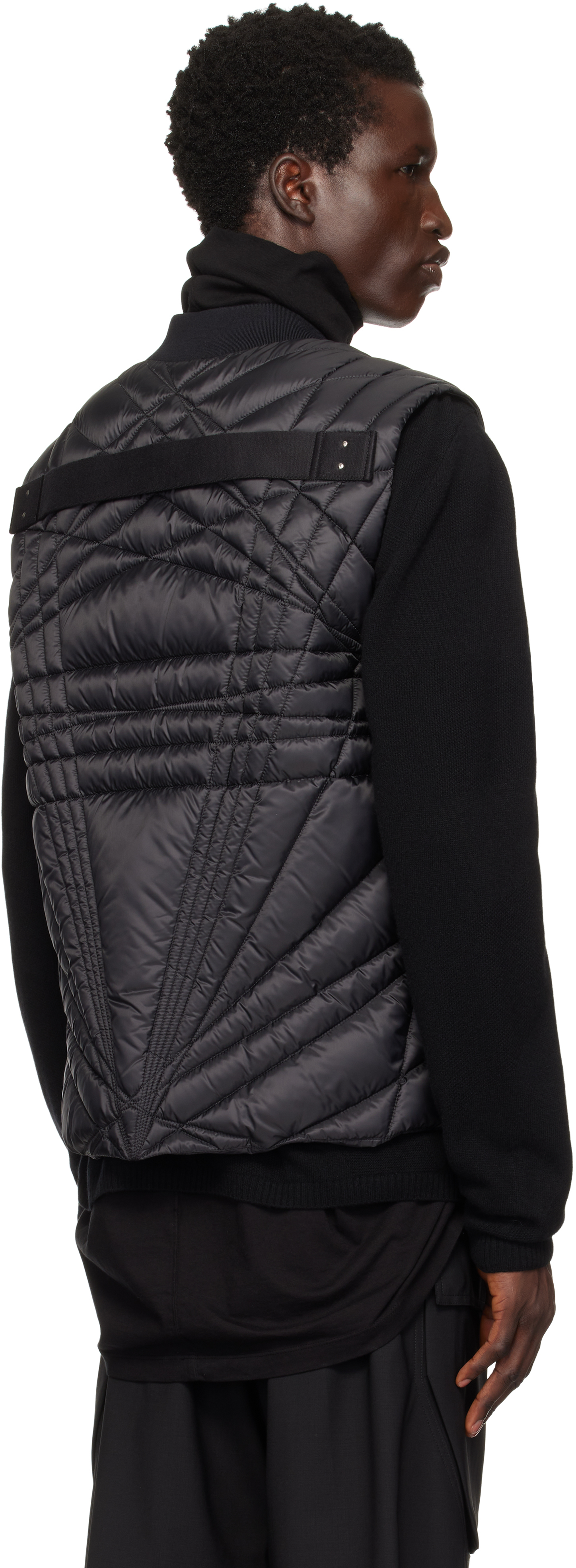 Rick Owens Moncler + Black Megapenta Flight Down Vest In 999 Black