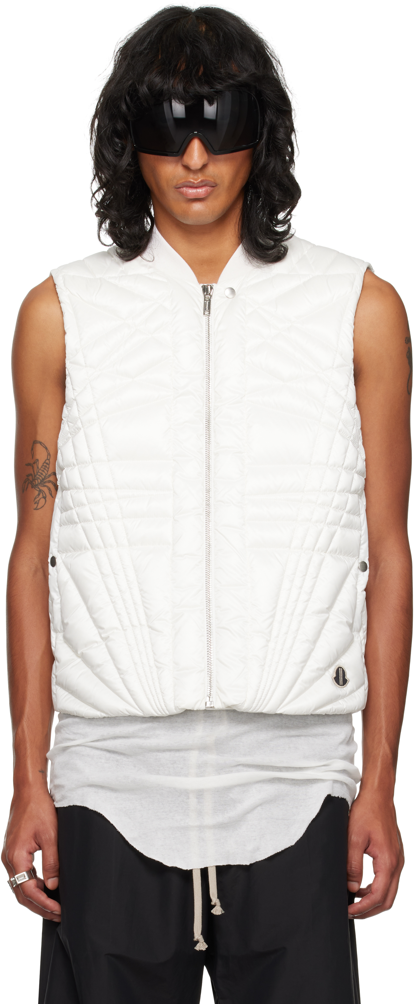 RICK OWENS MONCLER + RICK OWENS OFF-WHITE MEGAPENTA FLIGHT VEST 